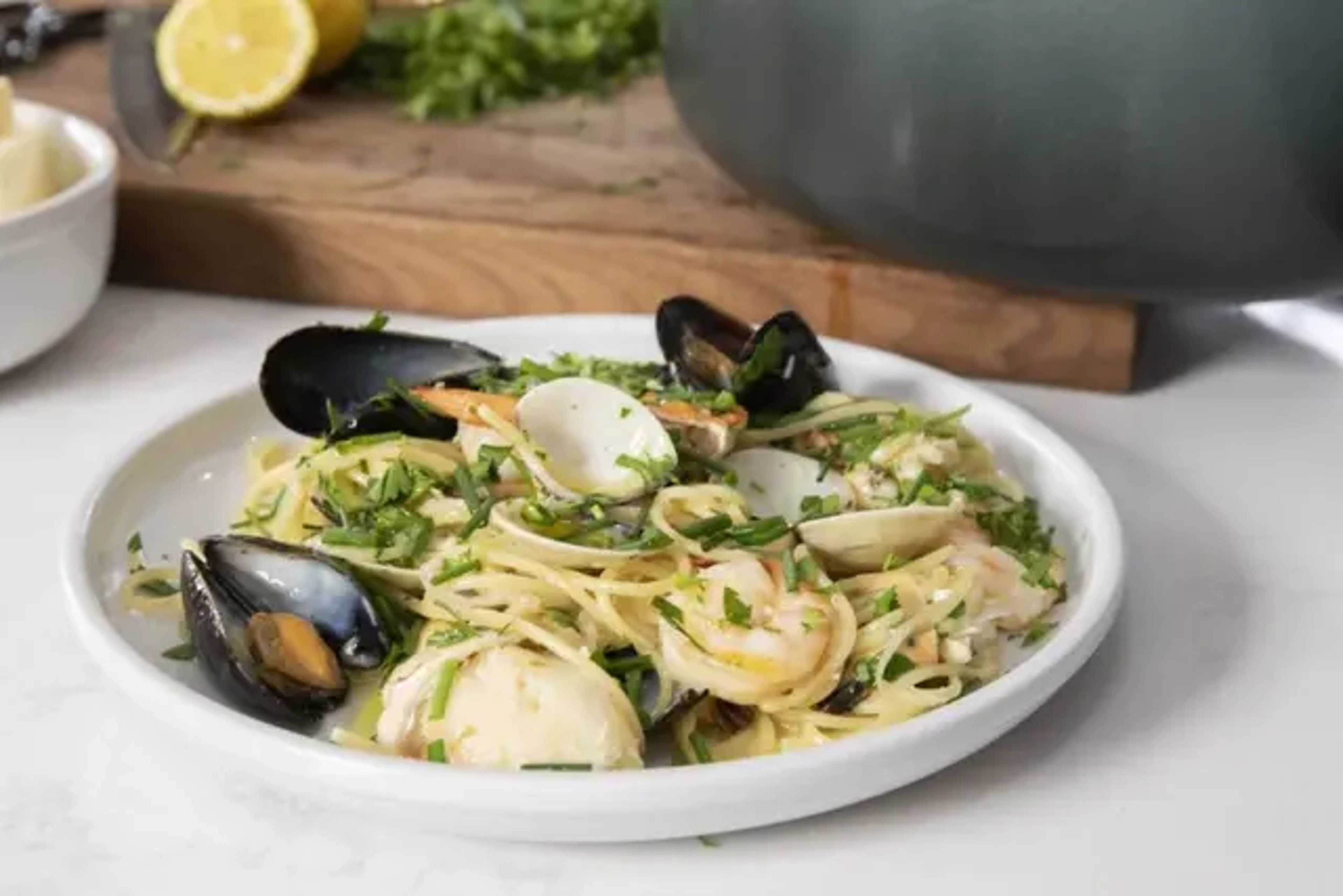 Joe Flamme seafood and pasta dish