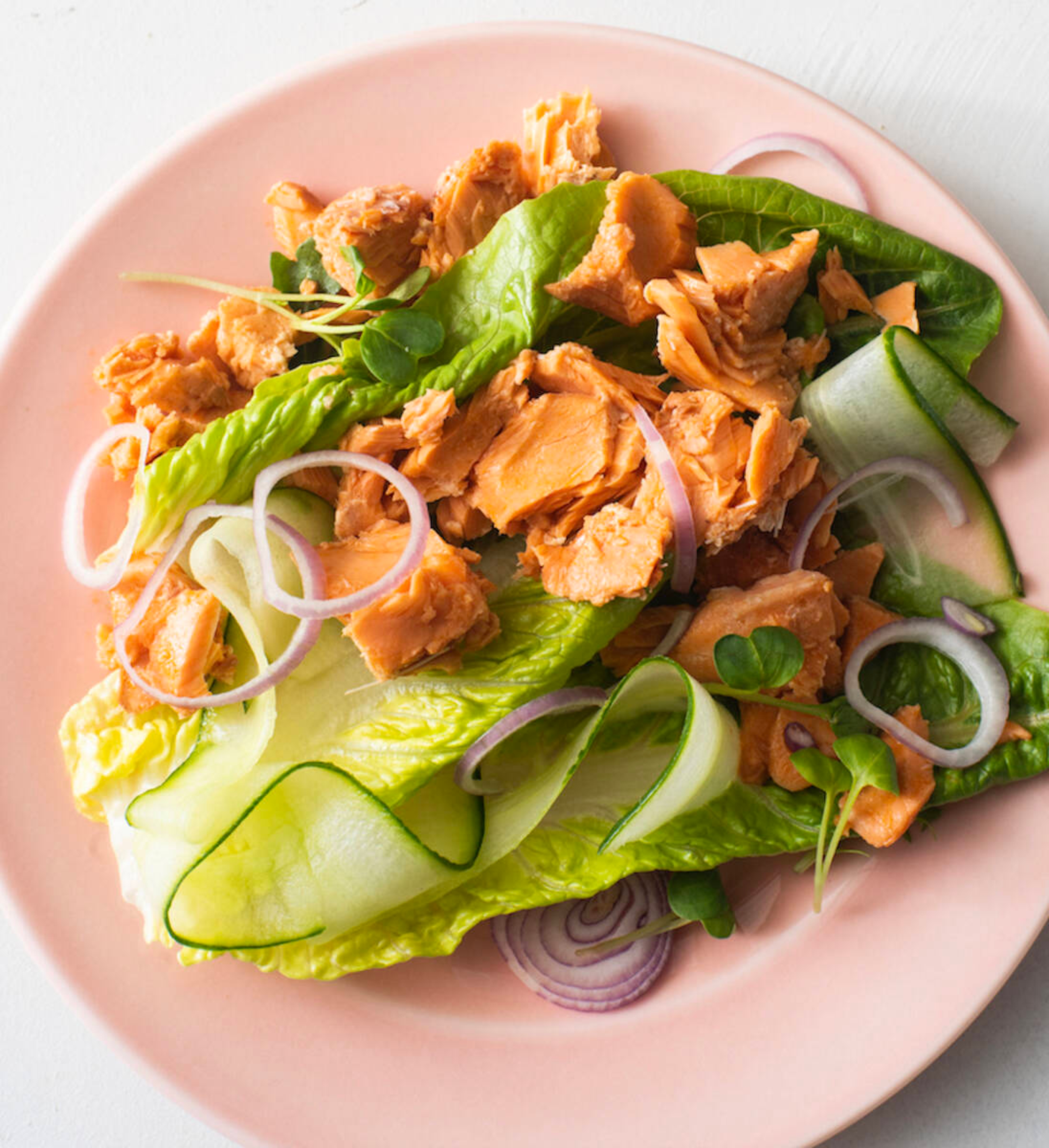 Salmon salad, the perfect low carb lunch.