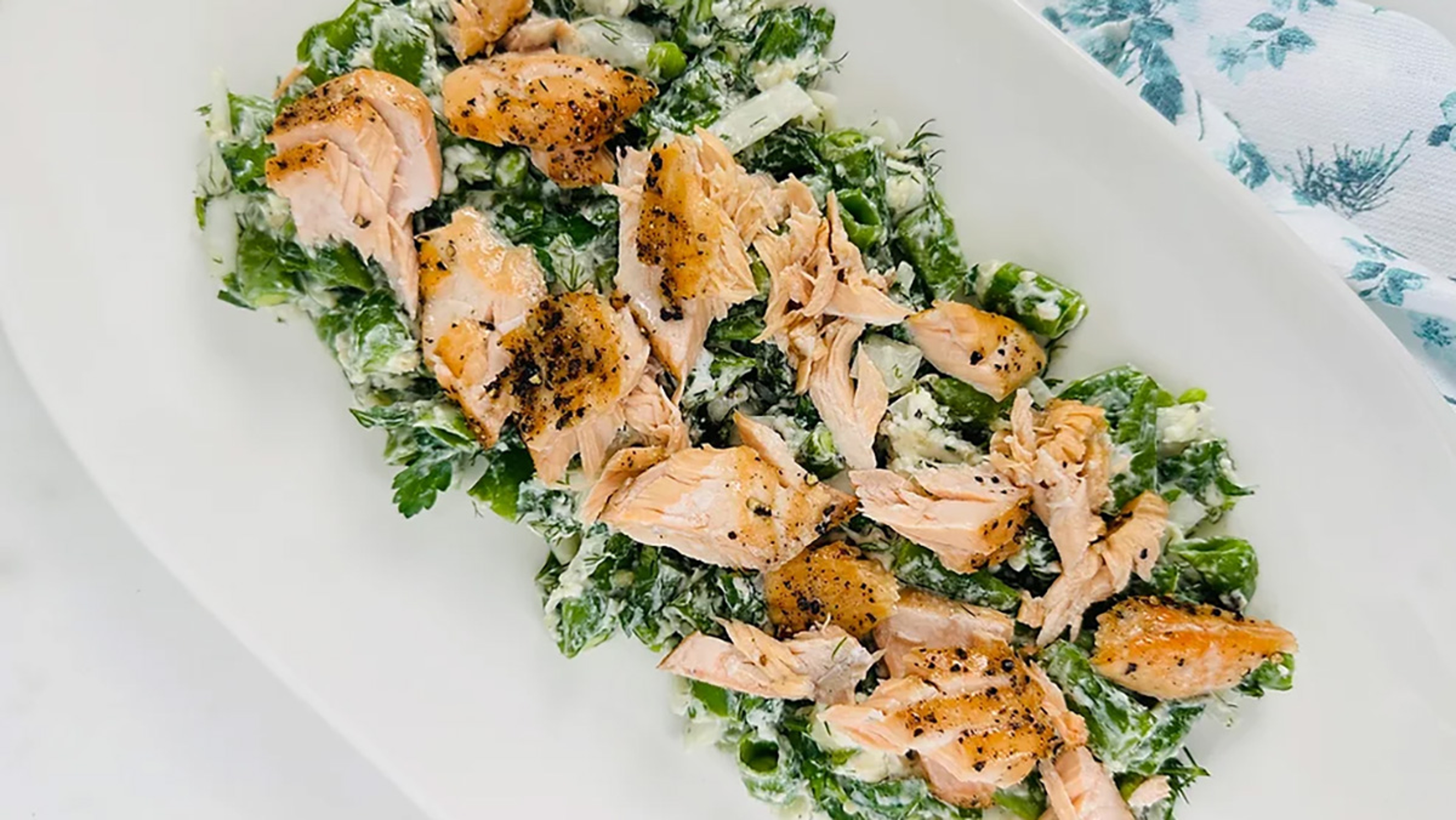 Article Cards Featured Image salmon salad snap peas hero