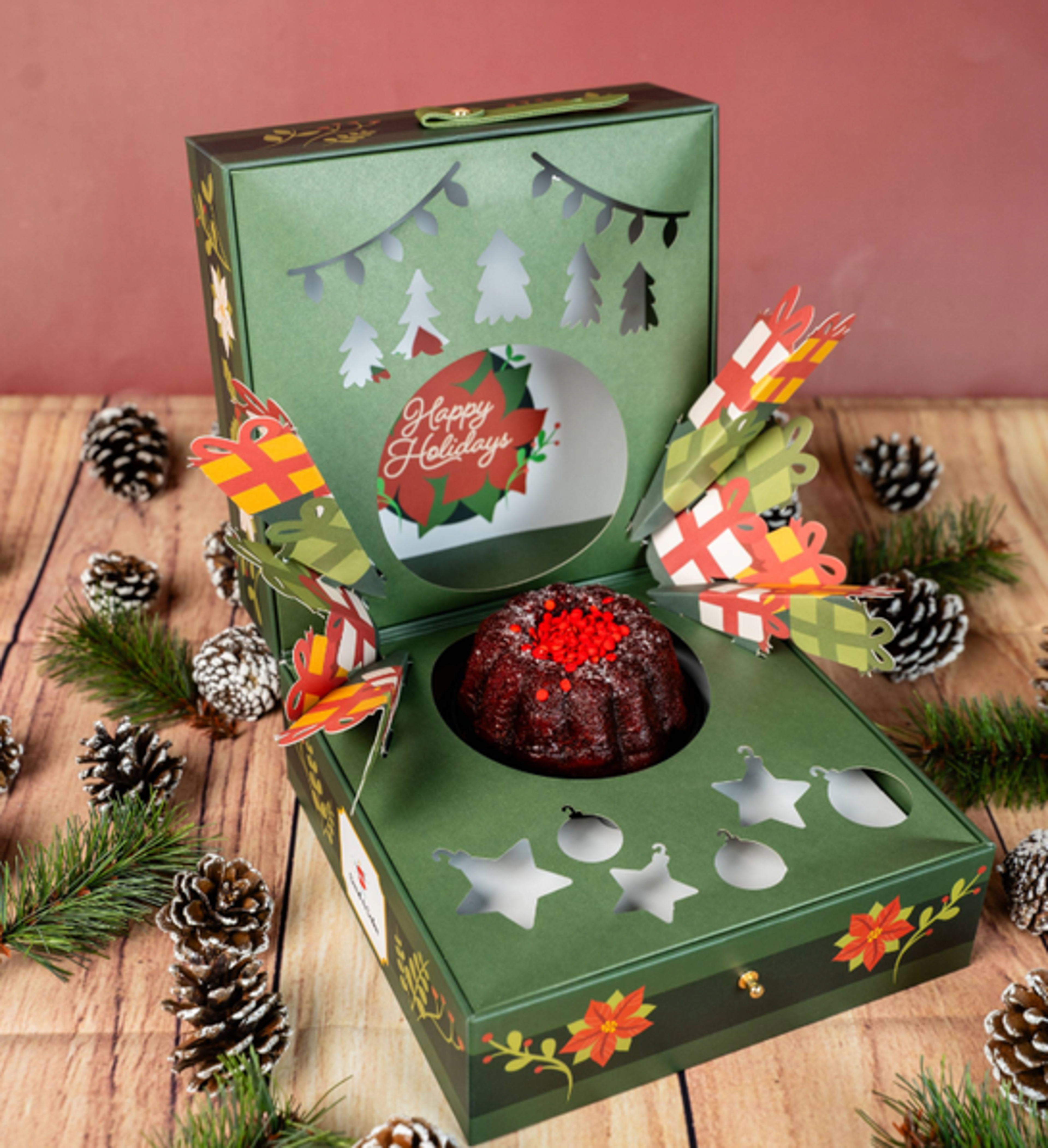 Gifts under $ with a Christmas decorated tin full of Moose Munch popcorn.