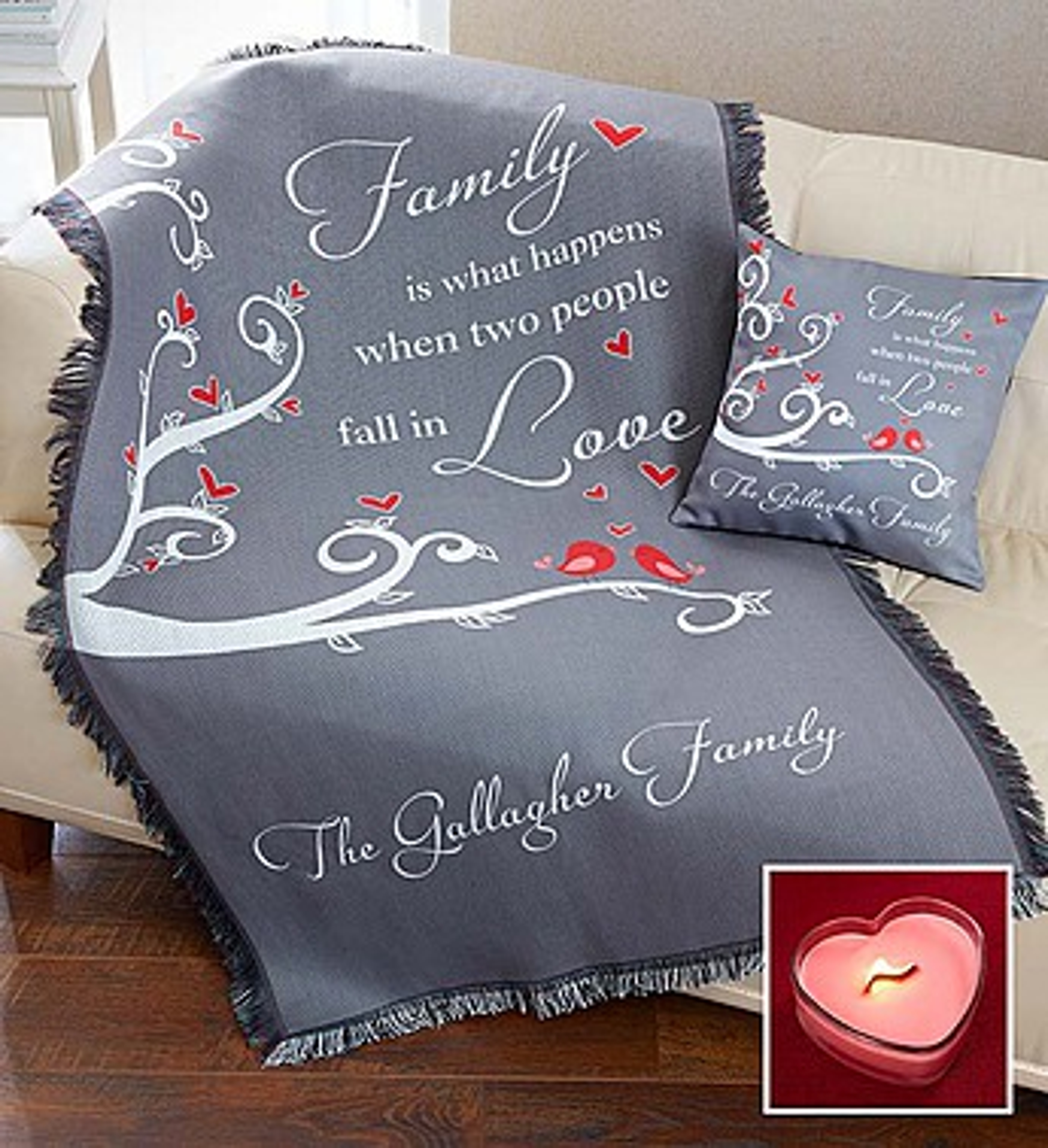 personalized pillow blanket set
