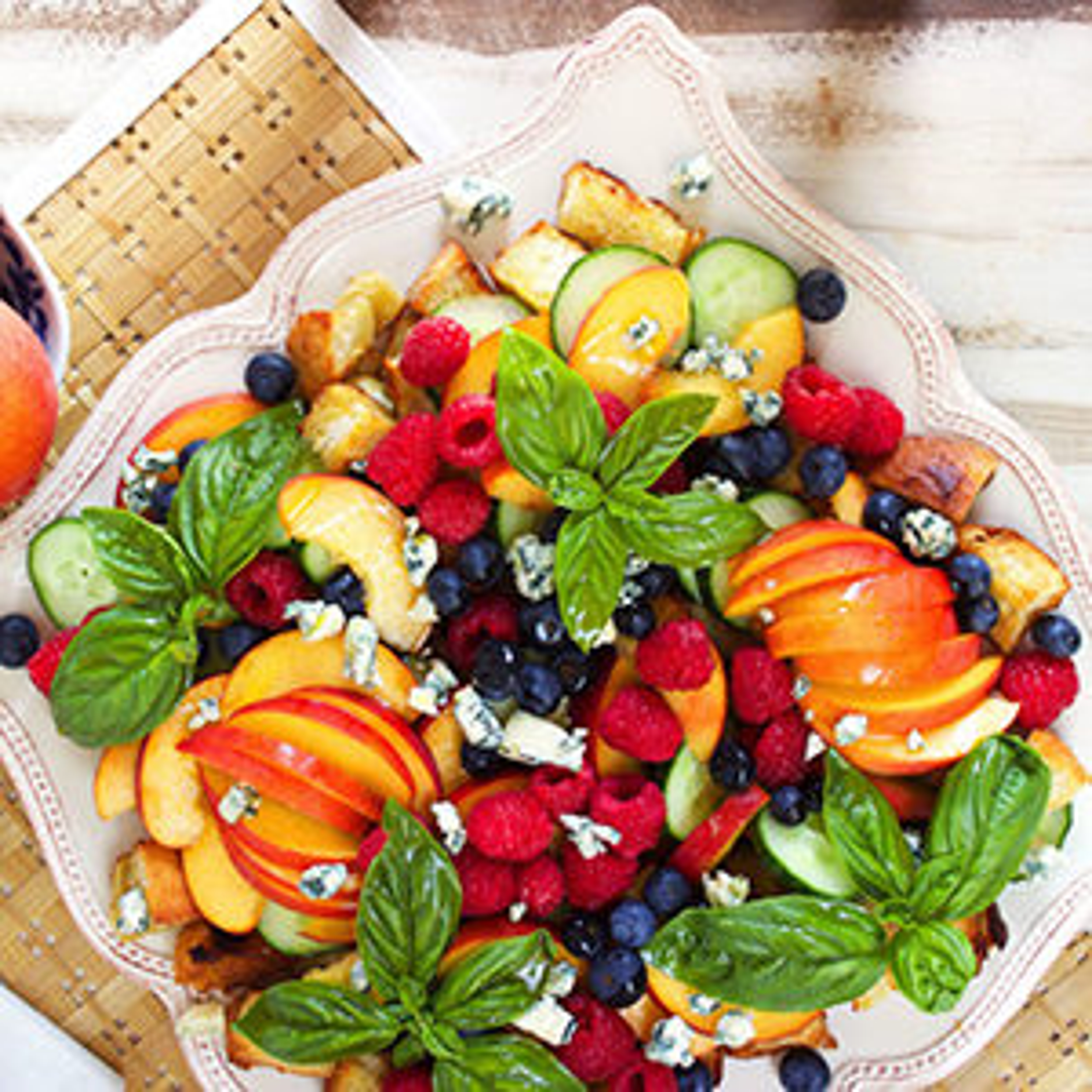 july recipes peach panzanella