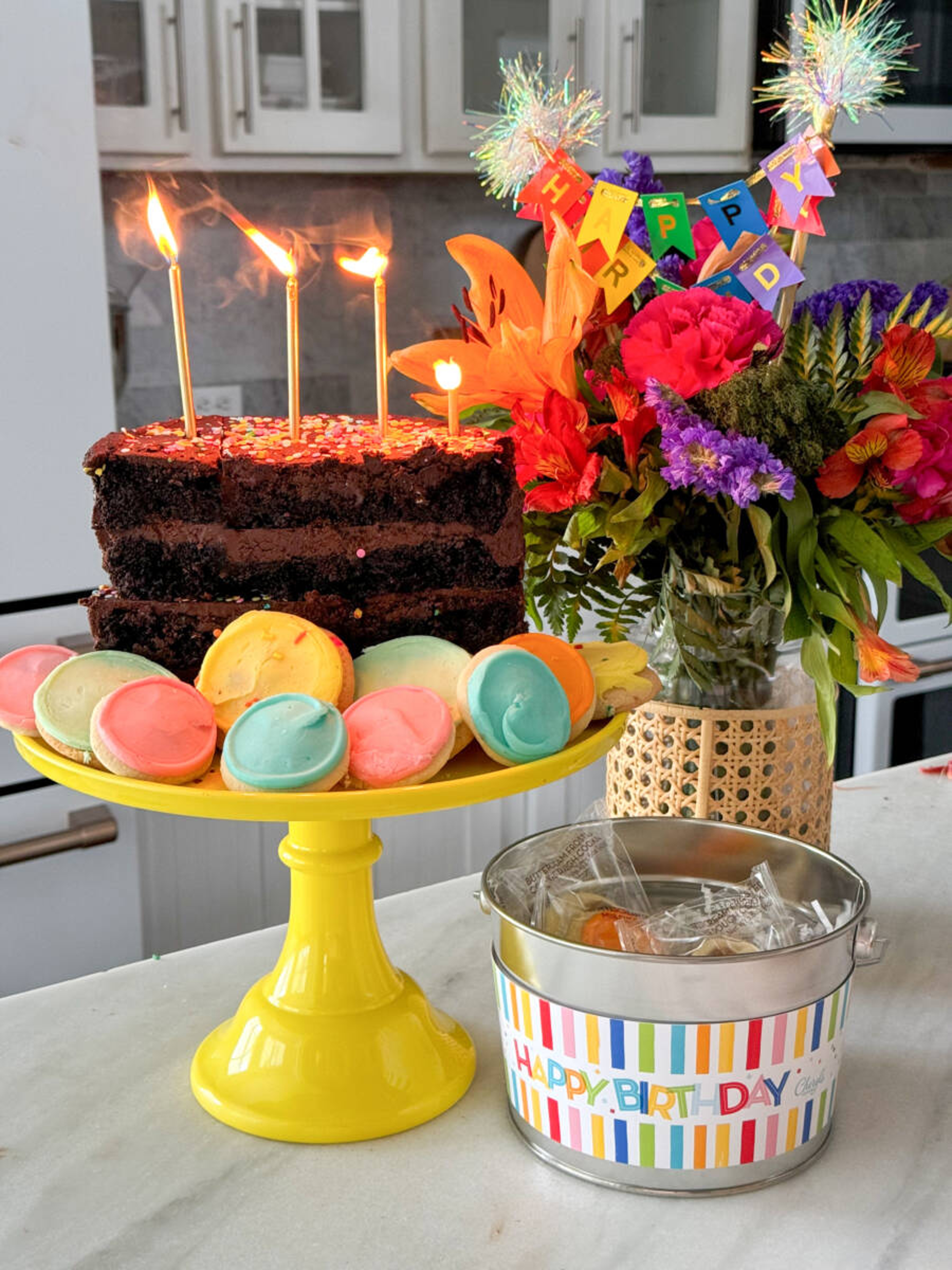 half birthdays half birthday cake with candles