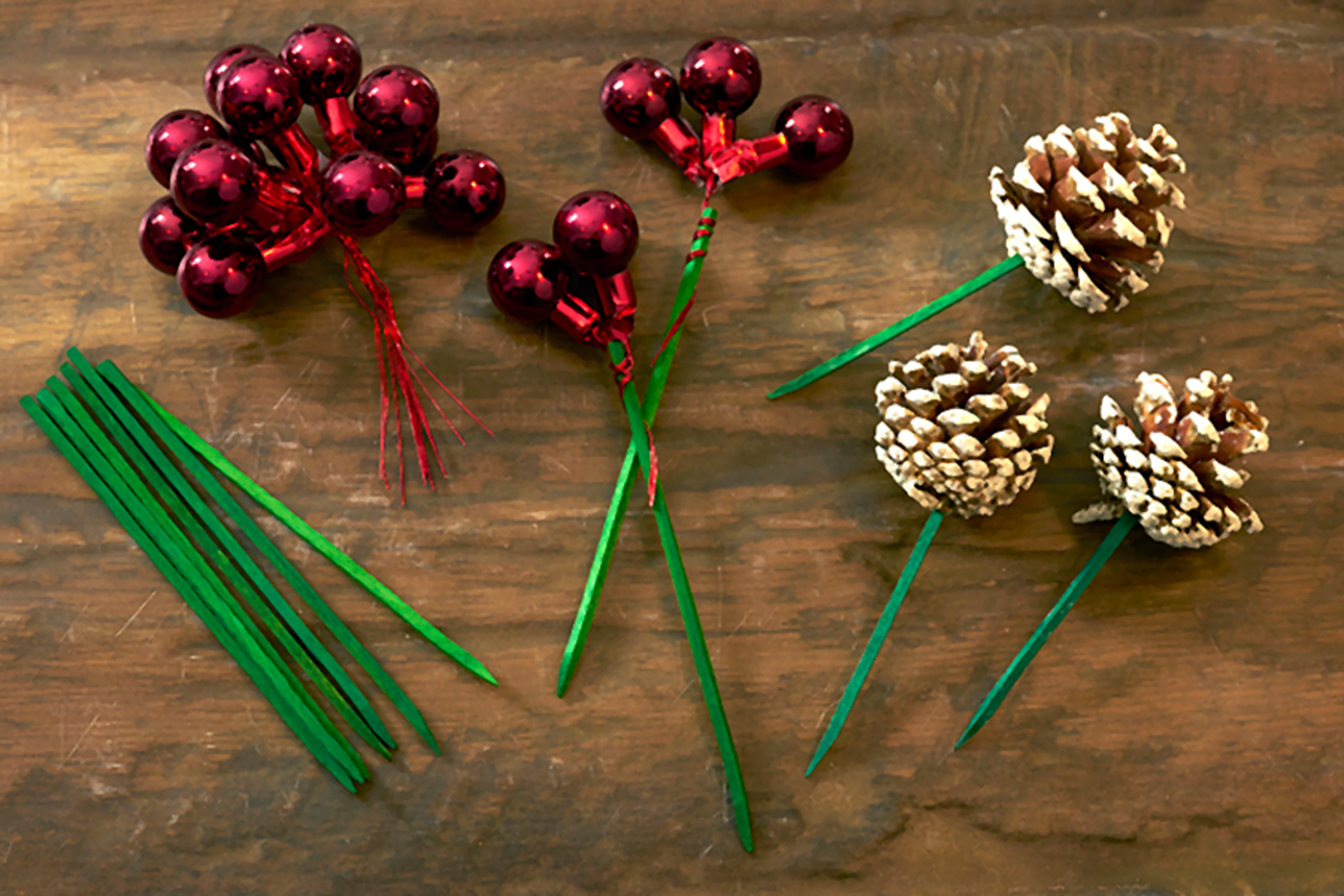 diy flower tree with attaching decorations to sticks