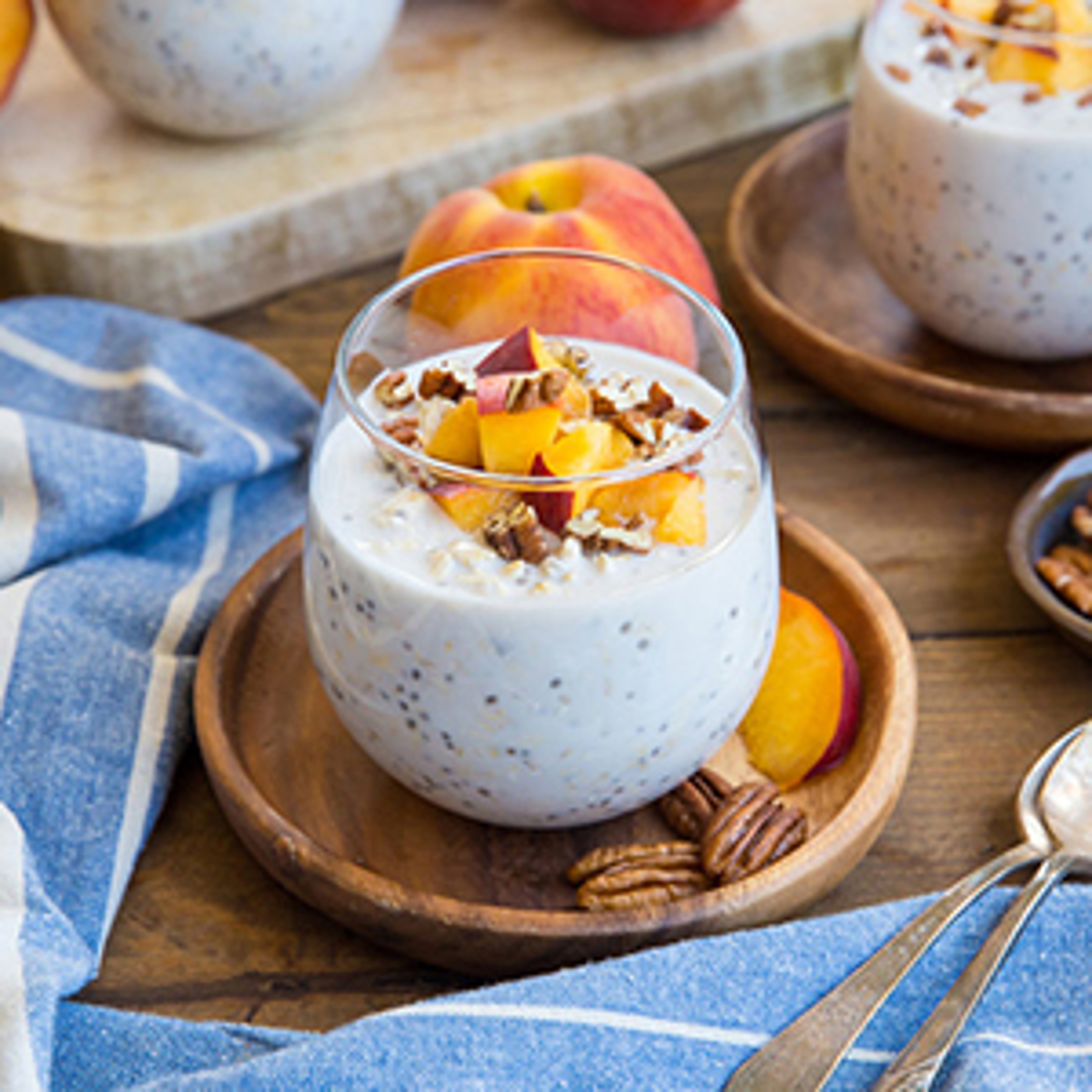 august recipes peach overnight oats