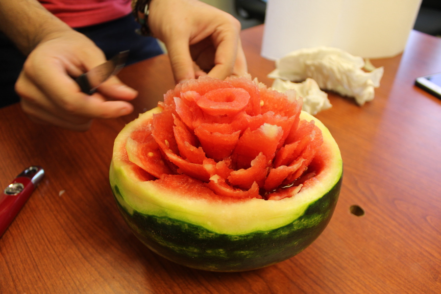 3d flower watermelon carving