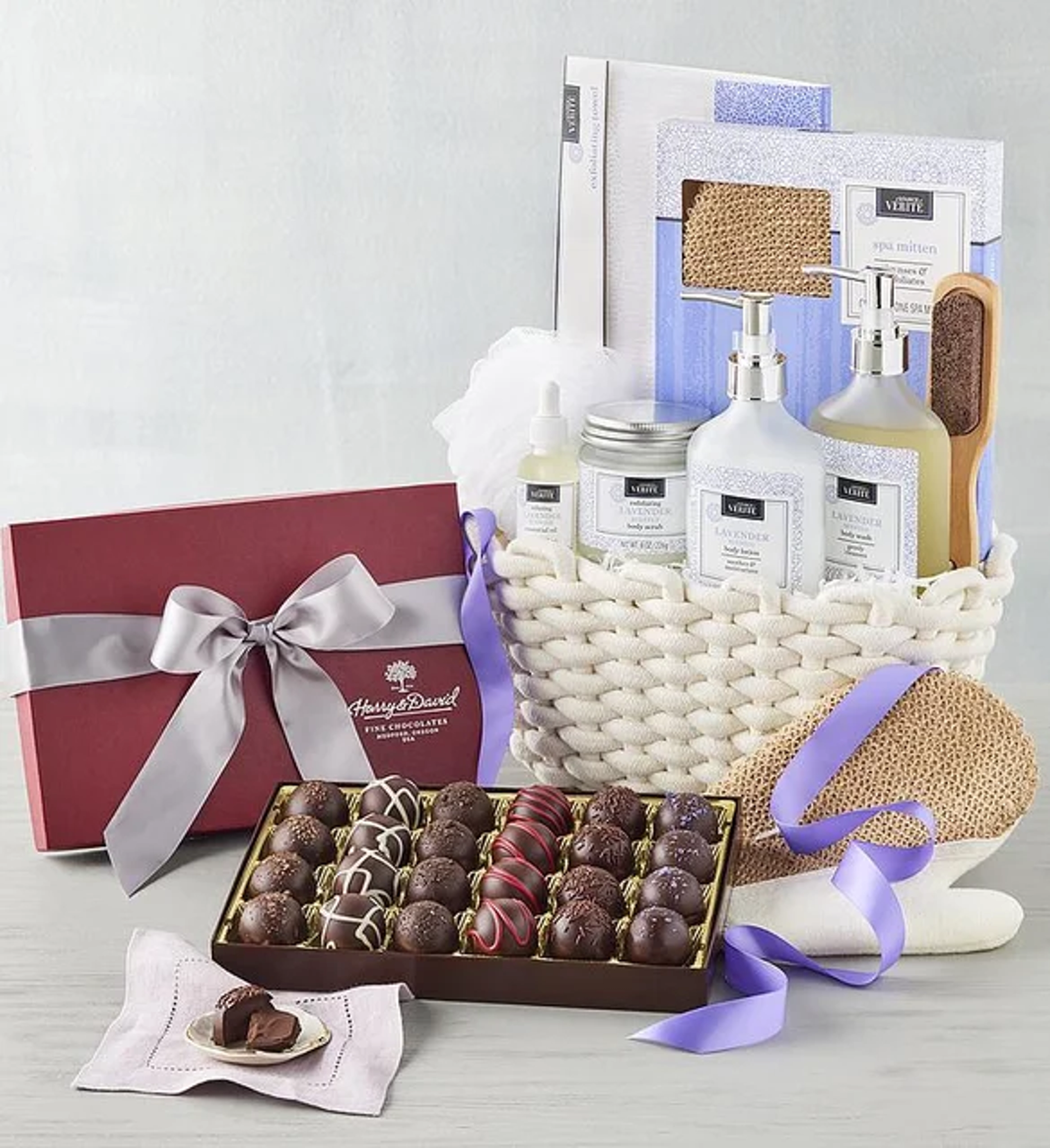 sleep gifts Dark Chocolate Lavender Spa Gift Basket