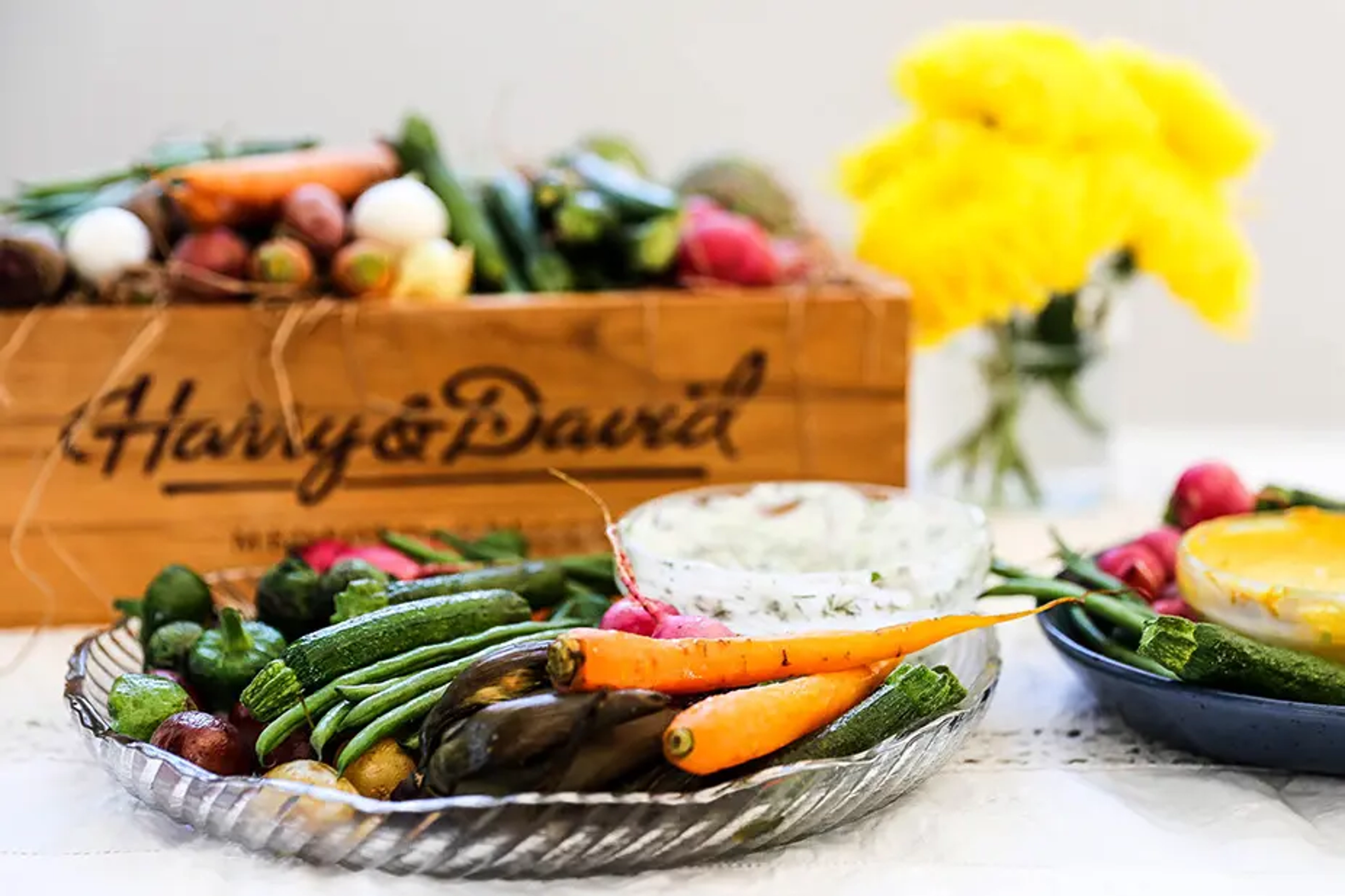 Baby Vegetable Platter Dips Glam Horizontal