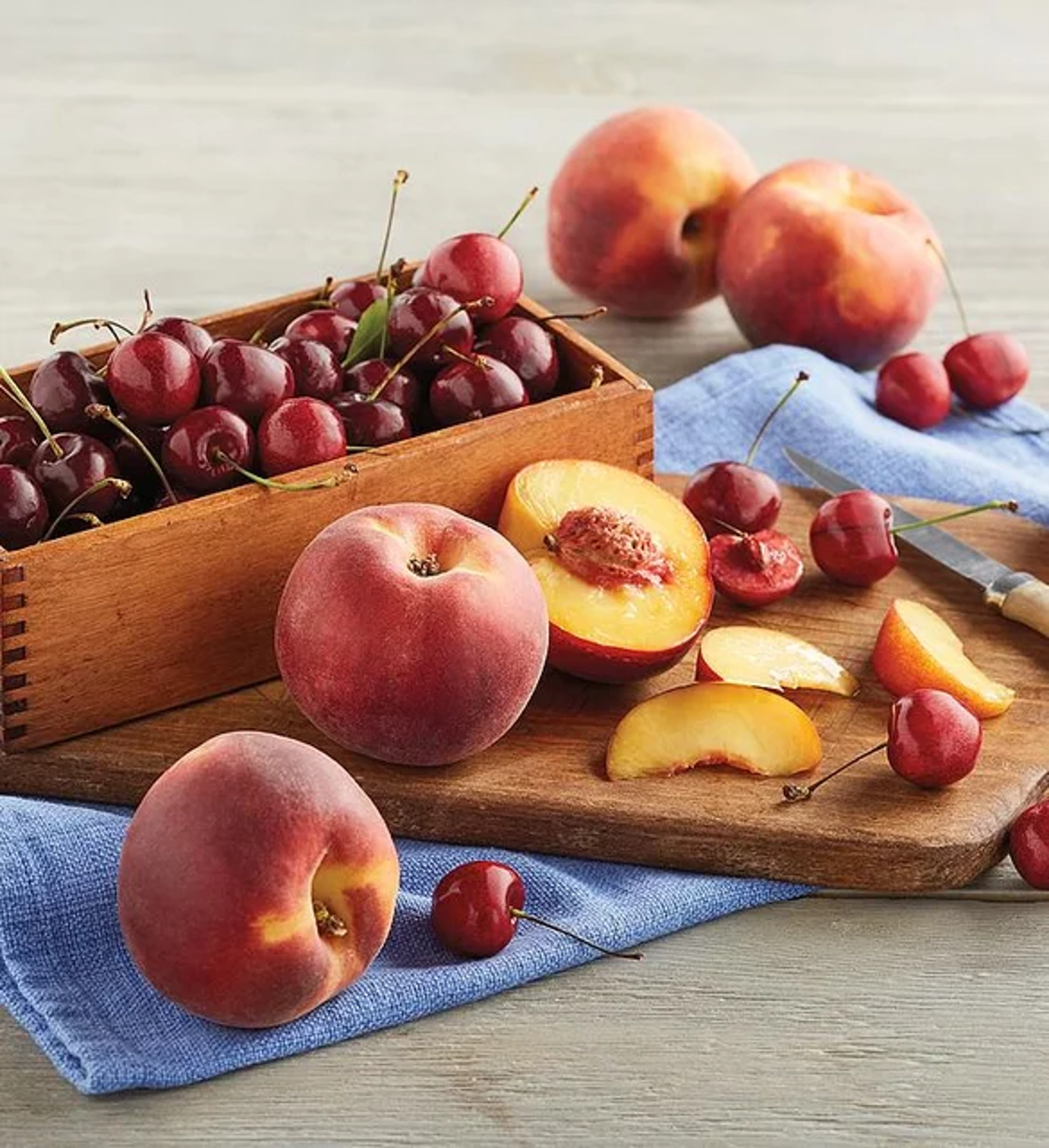summer gifts summer fruit cherries and peaches
