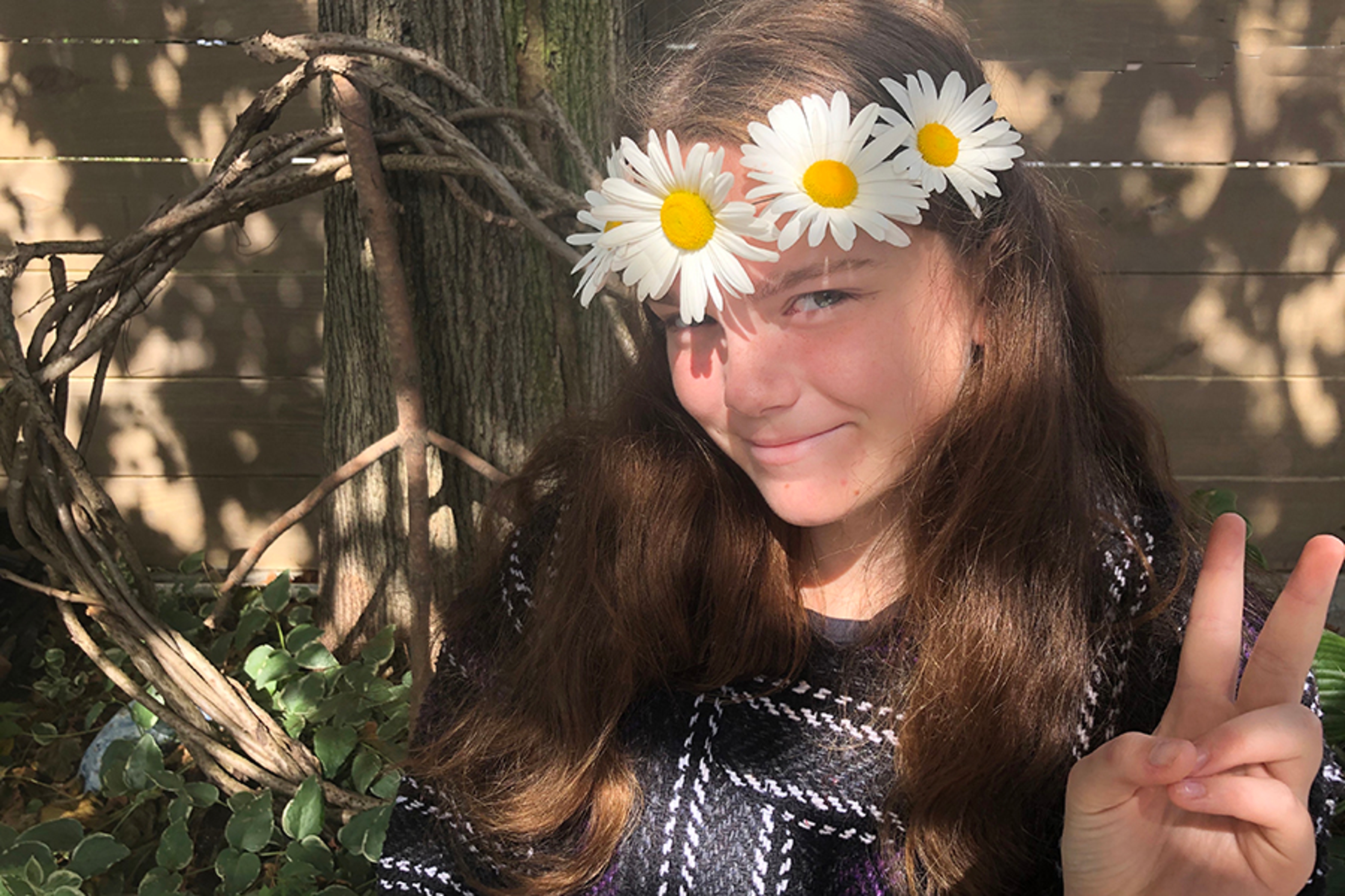 The ultimate hippie costume, a flower child from the s
