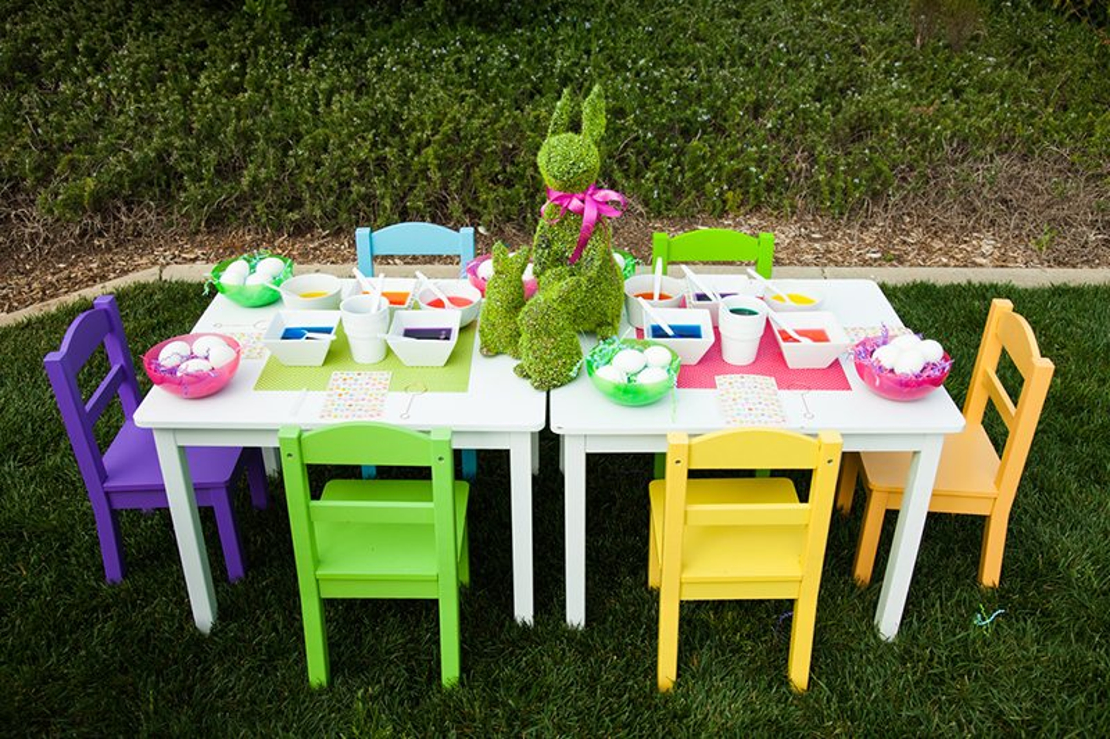 Easter Egg Decorating Party Set the table with crafts and decor