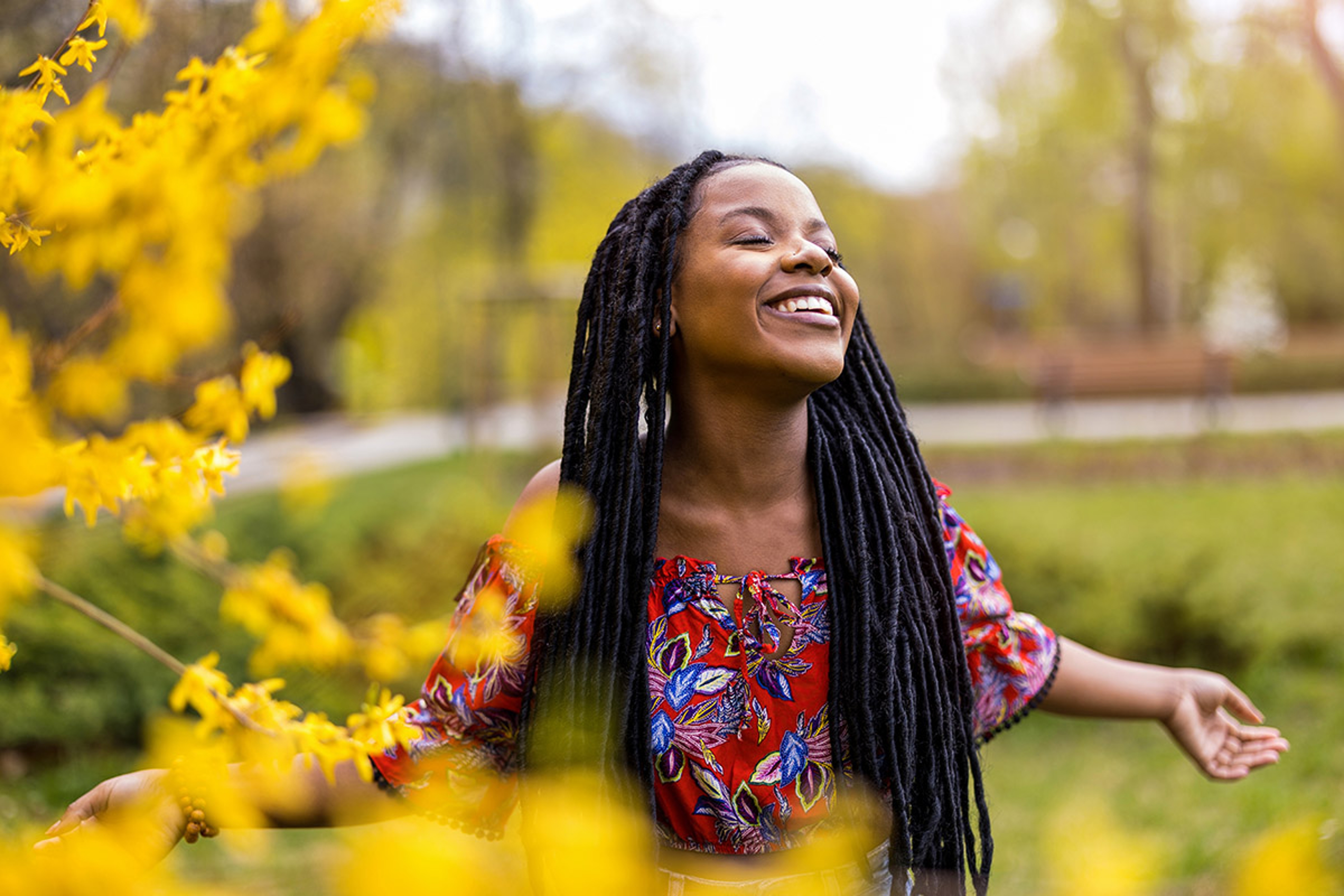 meaning of spring woman in park