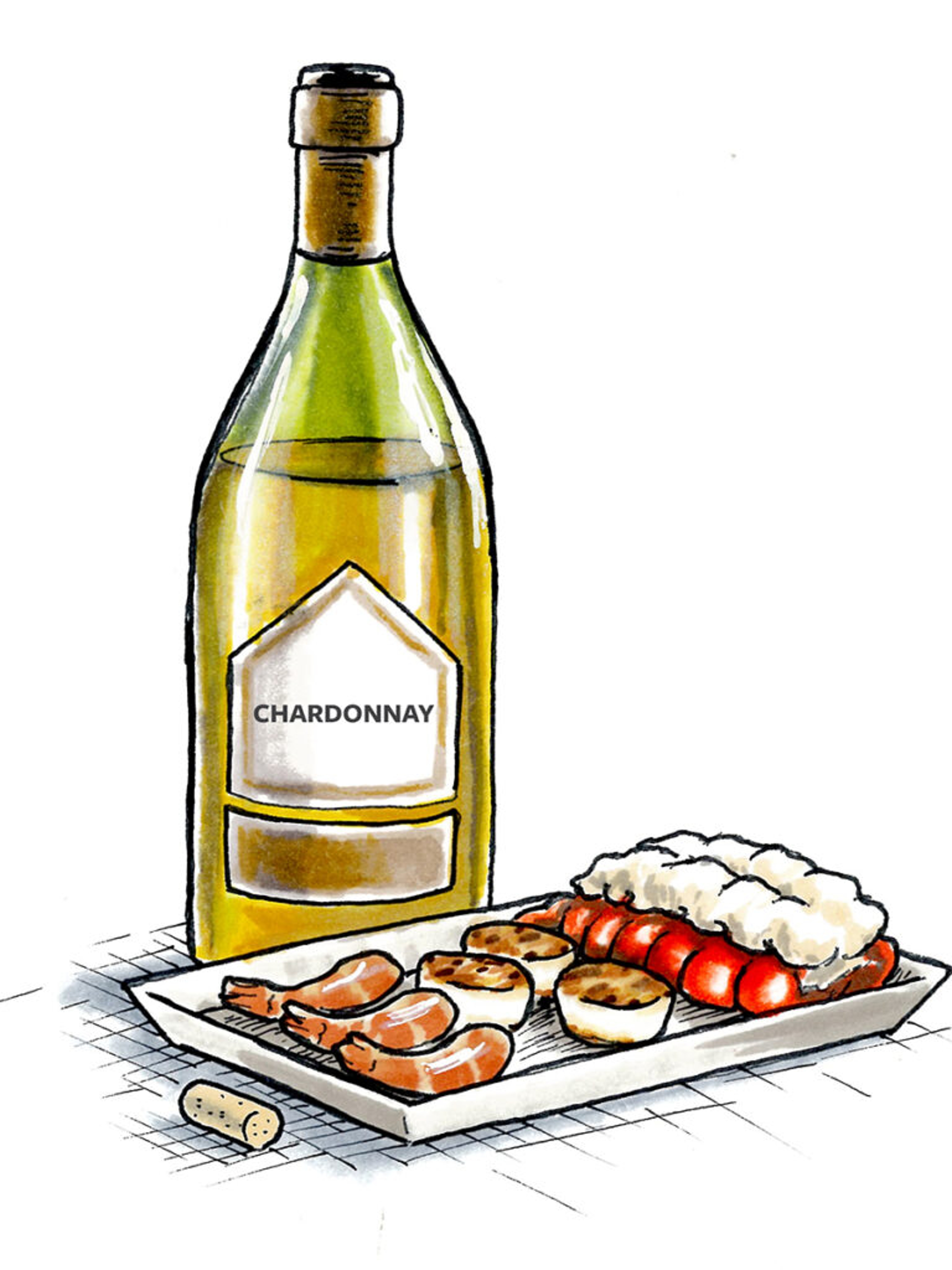 guide to chardonnay illustration lobster bottle of chardonnay