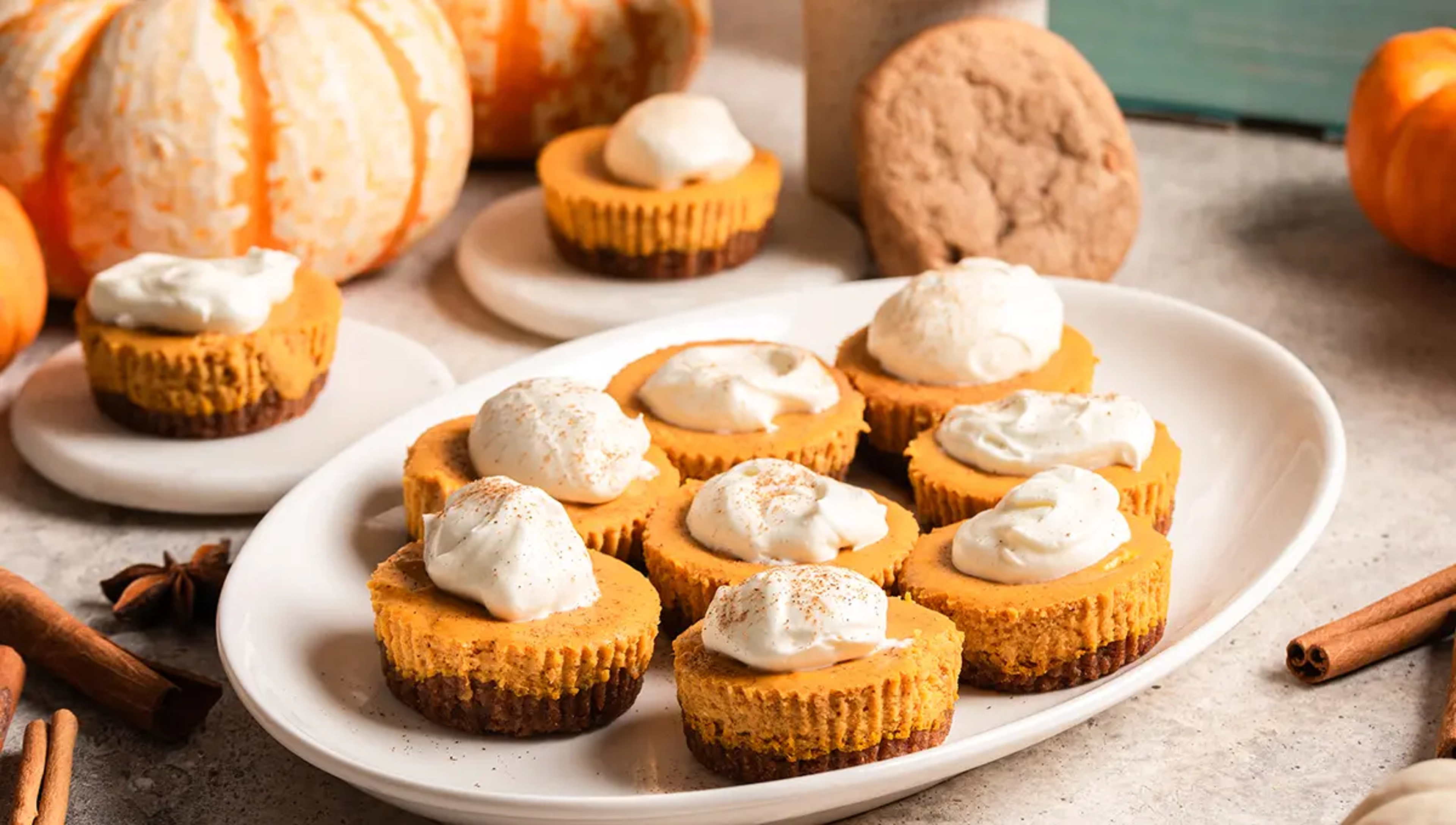 pumpkin cheesecake bites hero