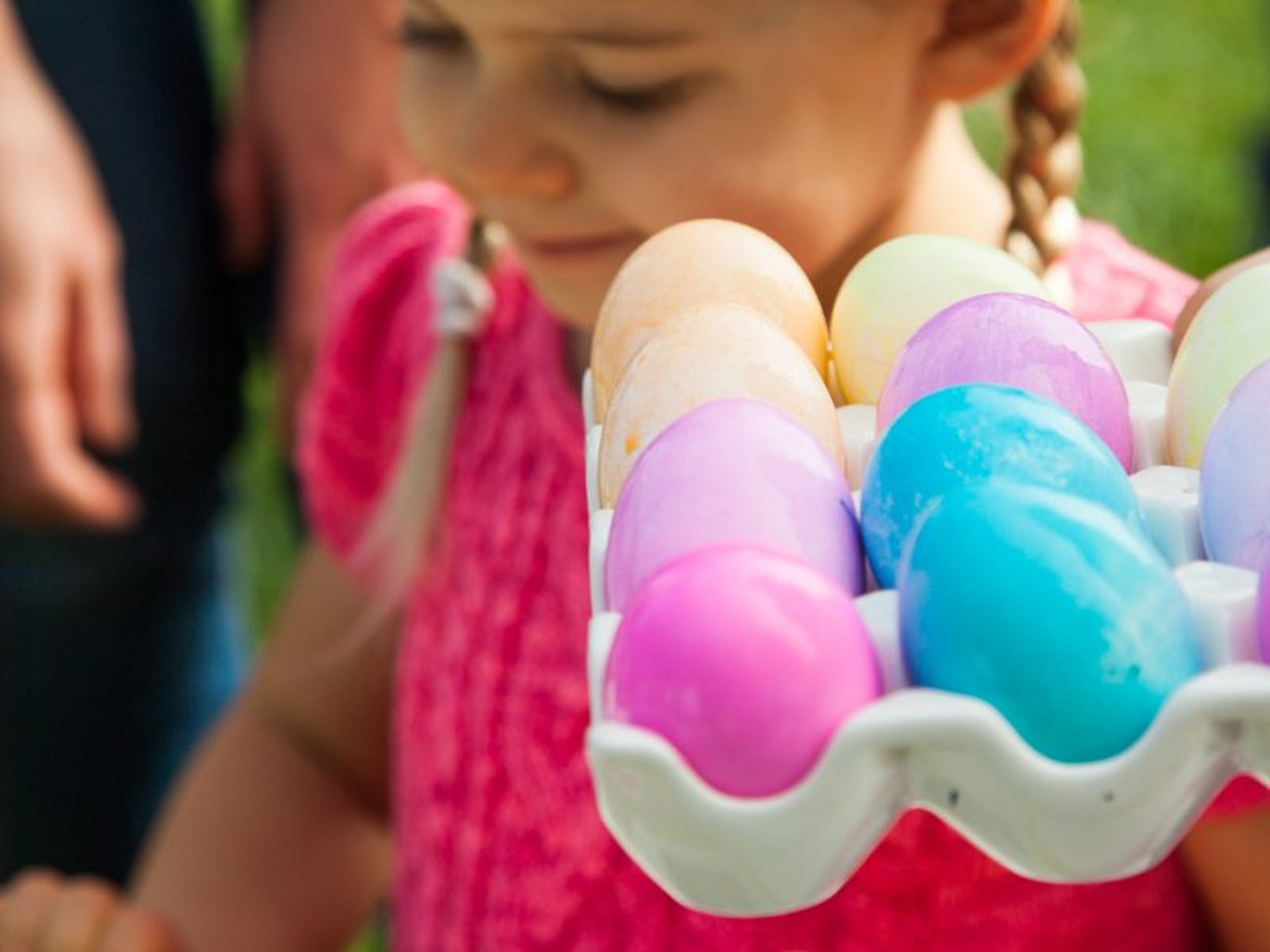 Easter Egg Decorating Party Crate full of freshly colored easter eggs