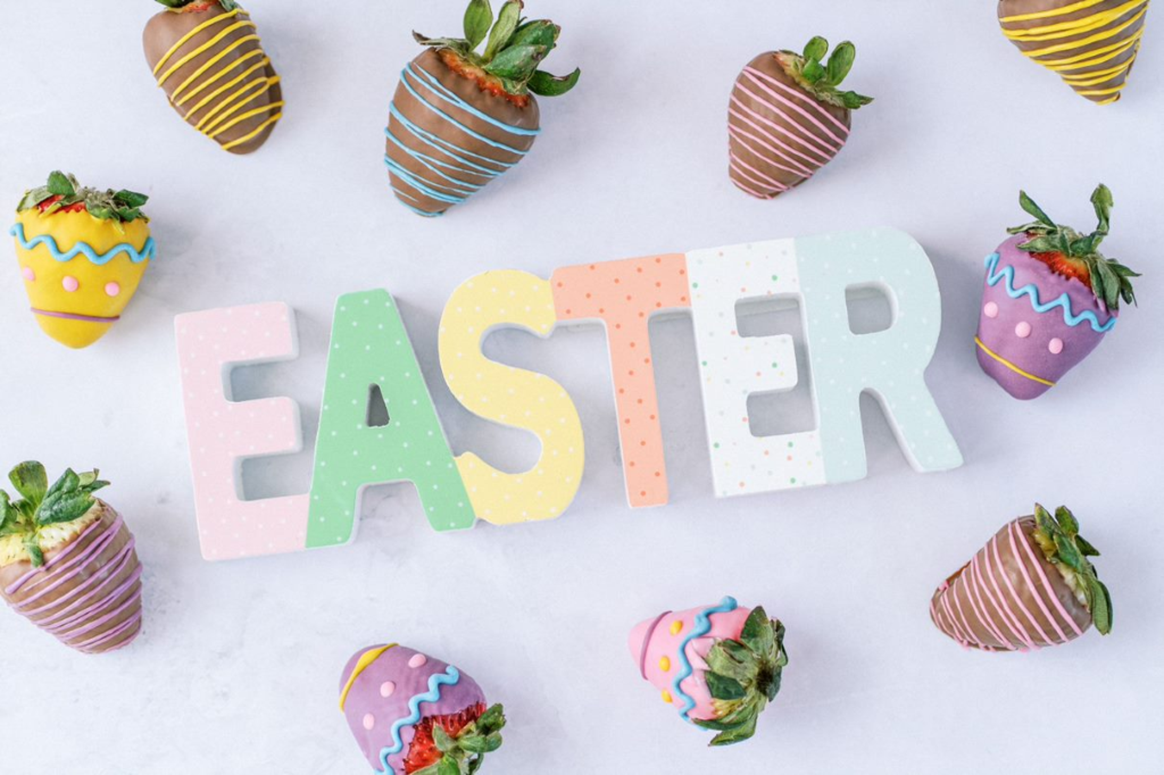 easter egg berries with easter sign