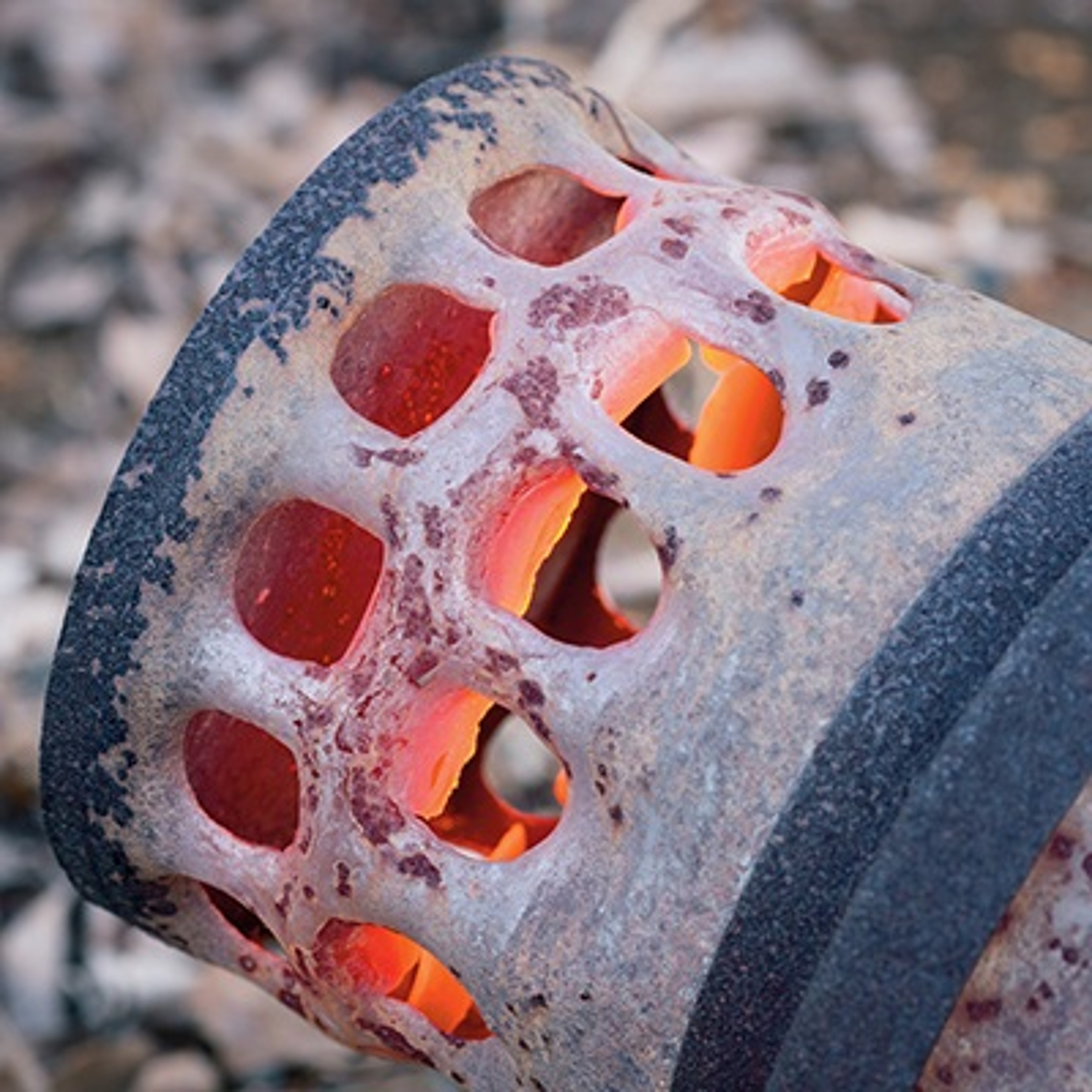 Orchard heater used to prevent frost damage. Harry & David frost protection methods in our fruit orchards