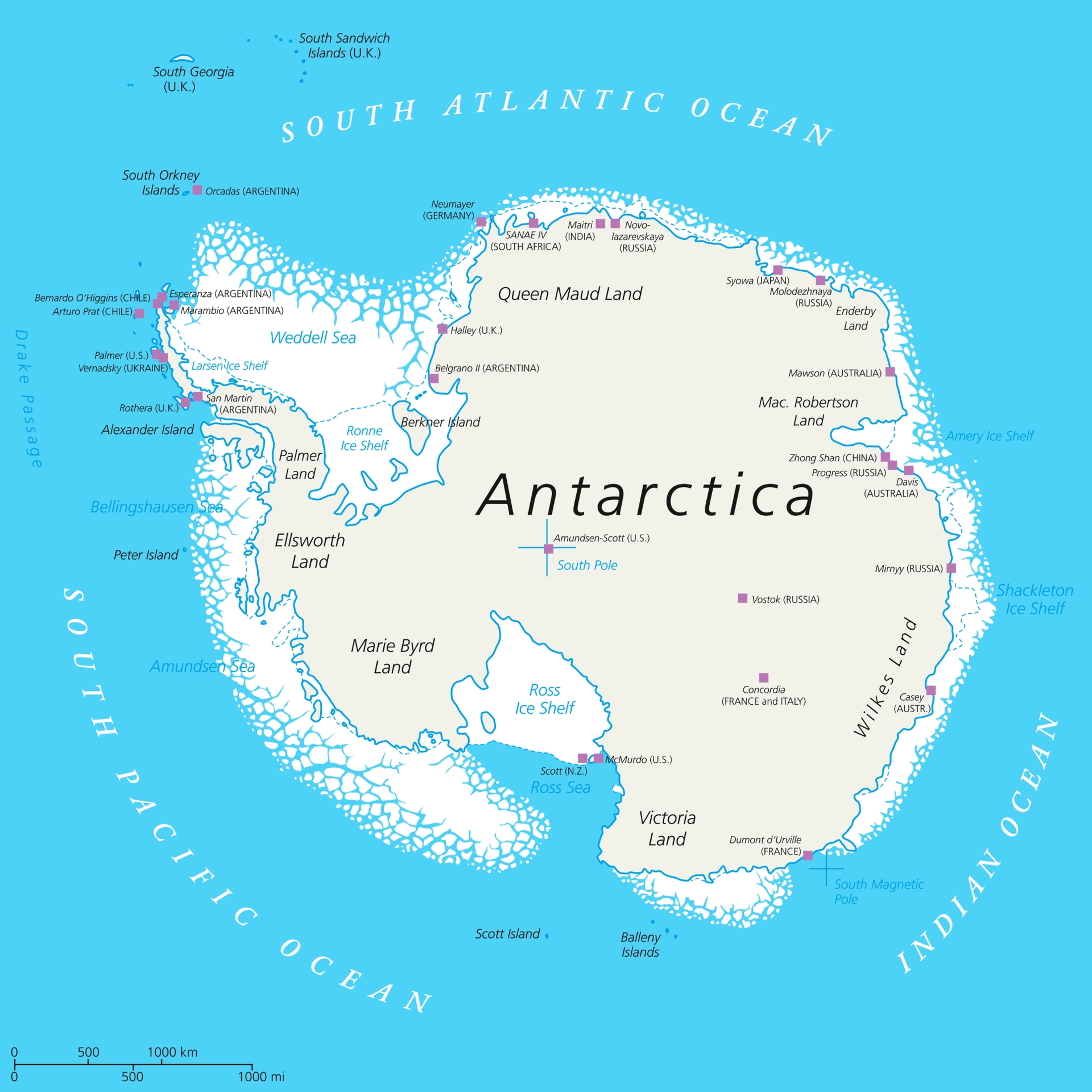 Map of Antarctica to show where Chilean seabass is caught.