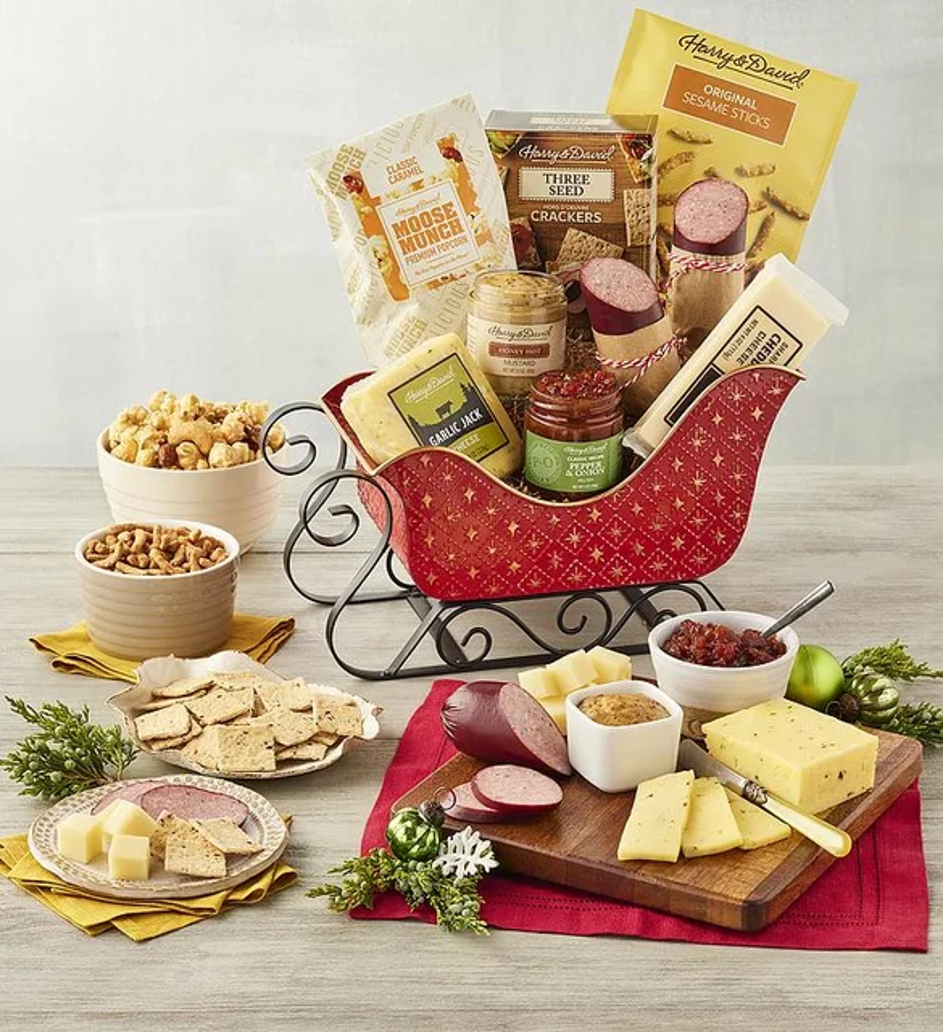 gifts for him meat and cheese sleigh gift