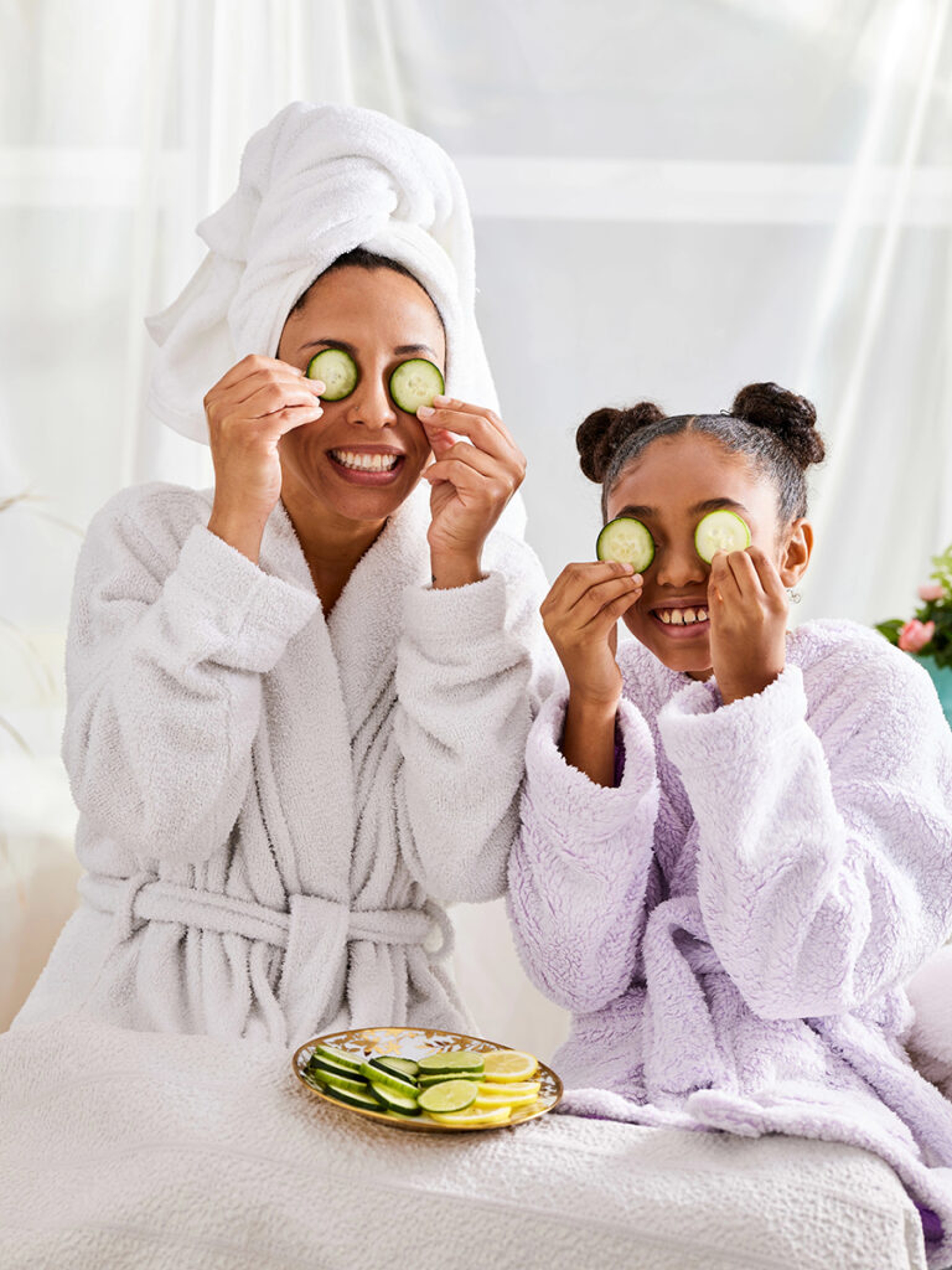 Mom and daughter doing a spa day for spring break.