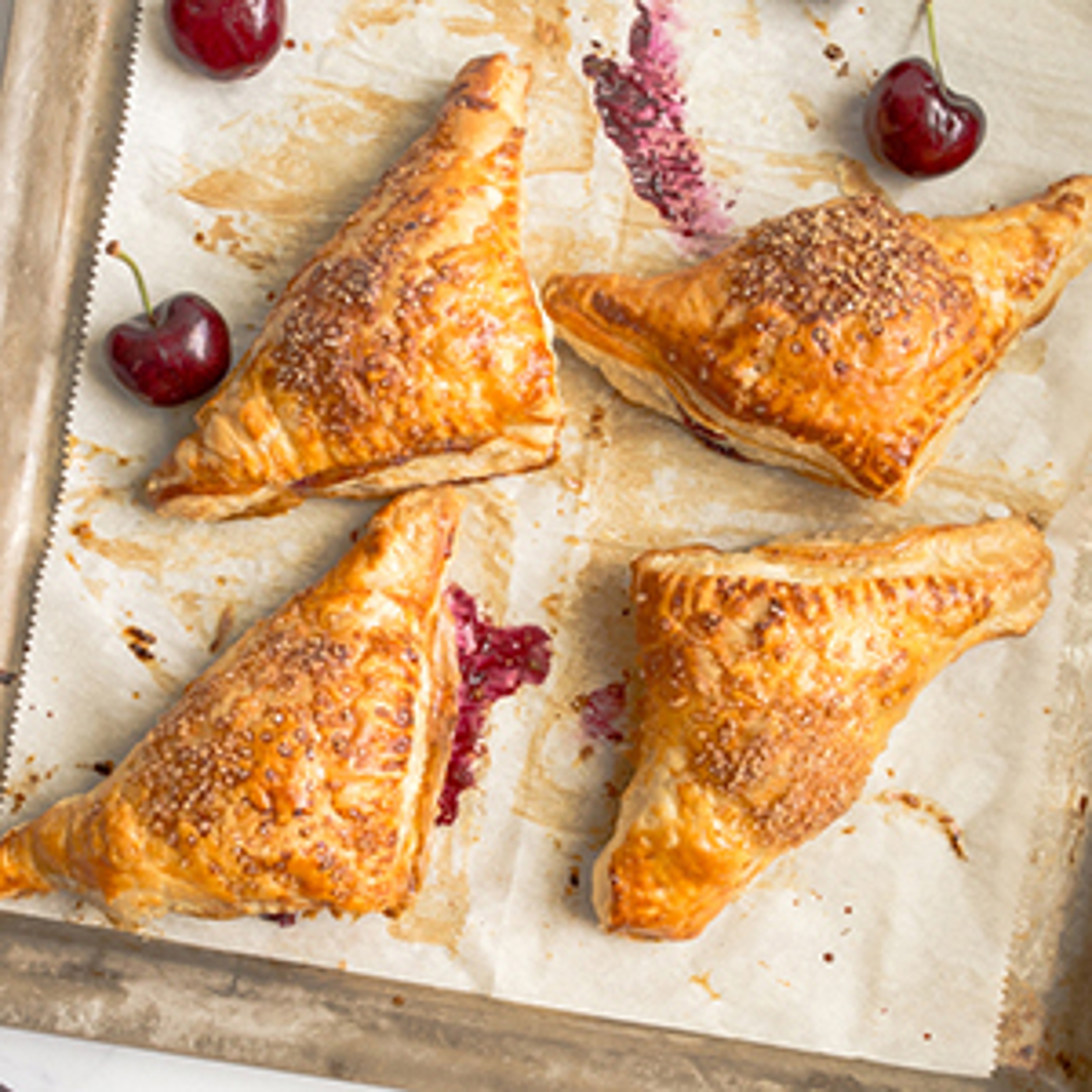 Plate of cherry turnovers.