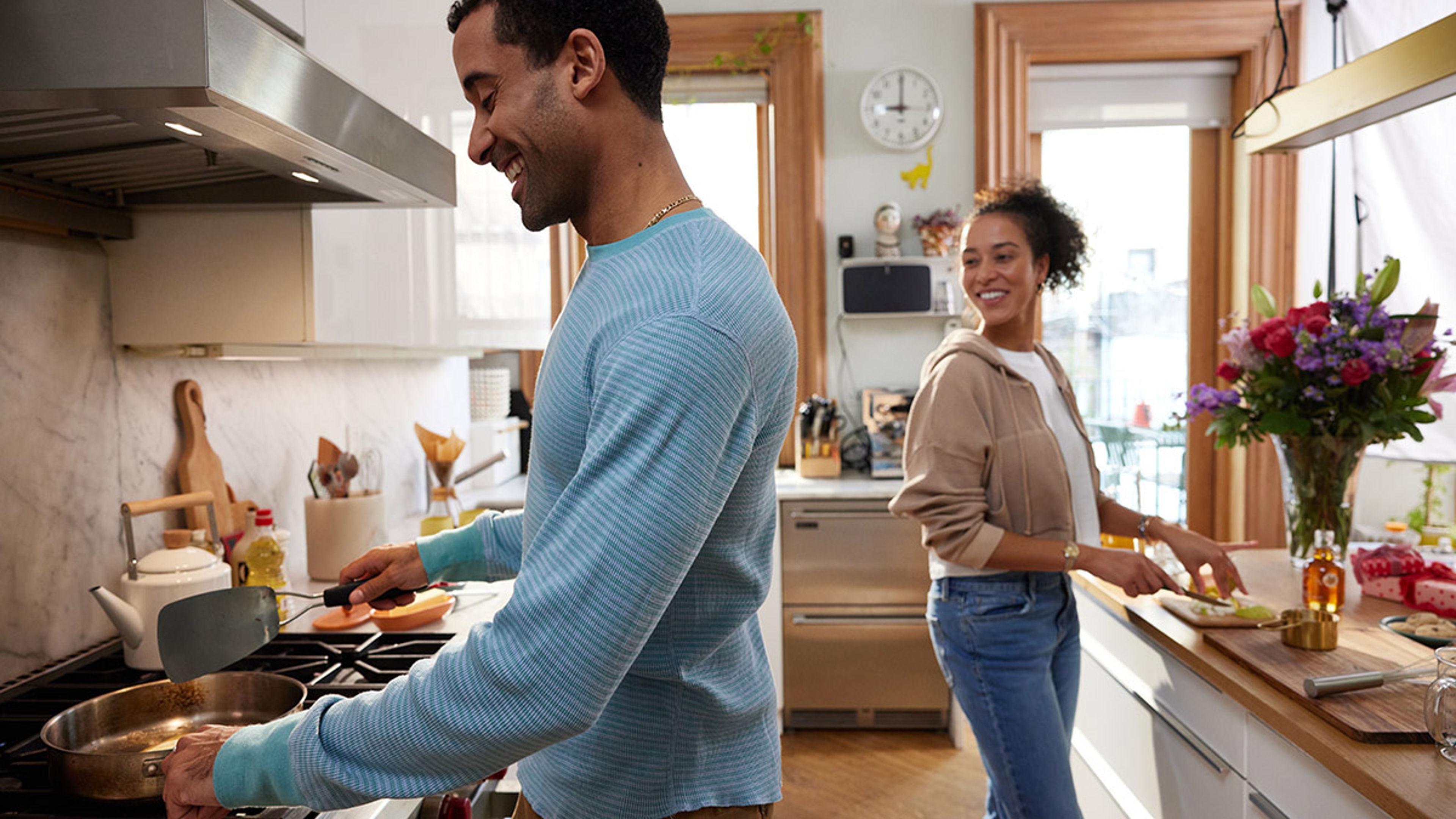 celebrating valentines day couple cooking together