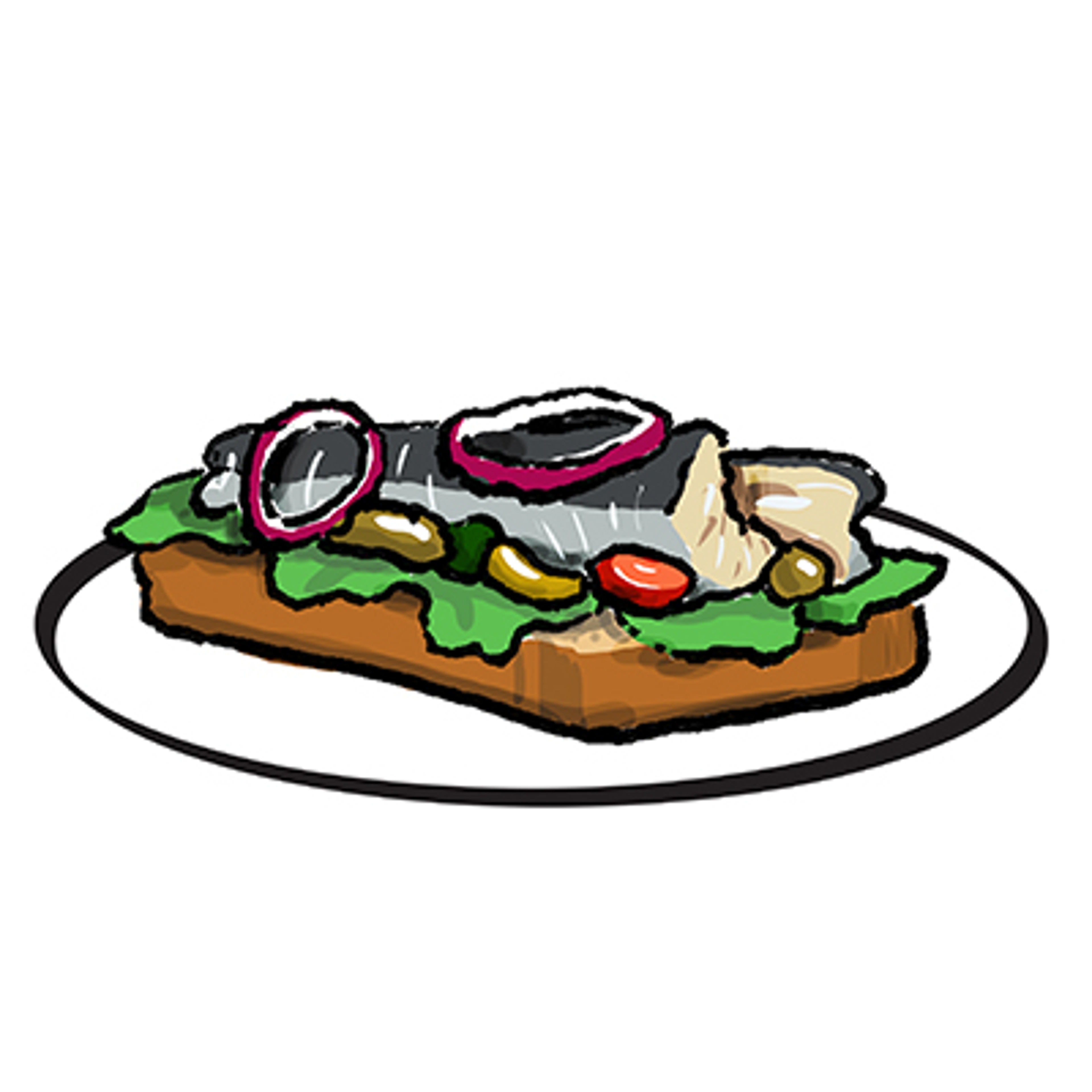 Types of salad with a drawing of tinned fish salad.