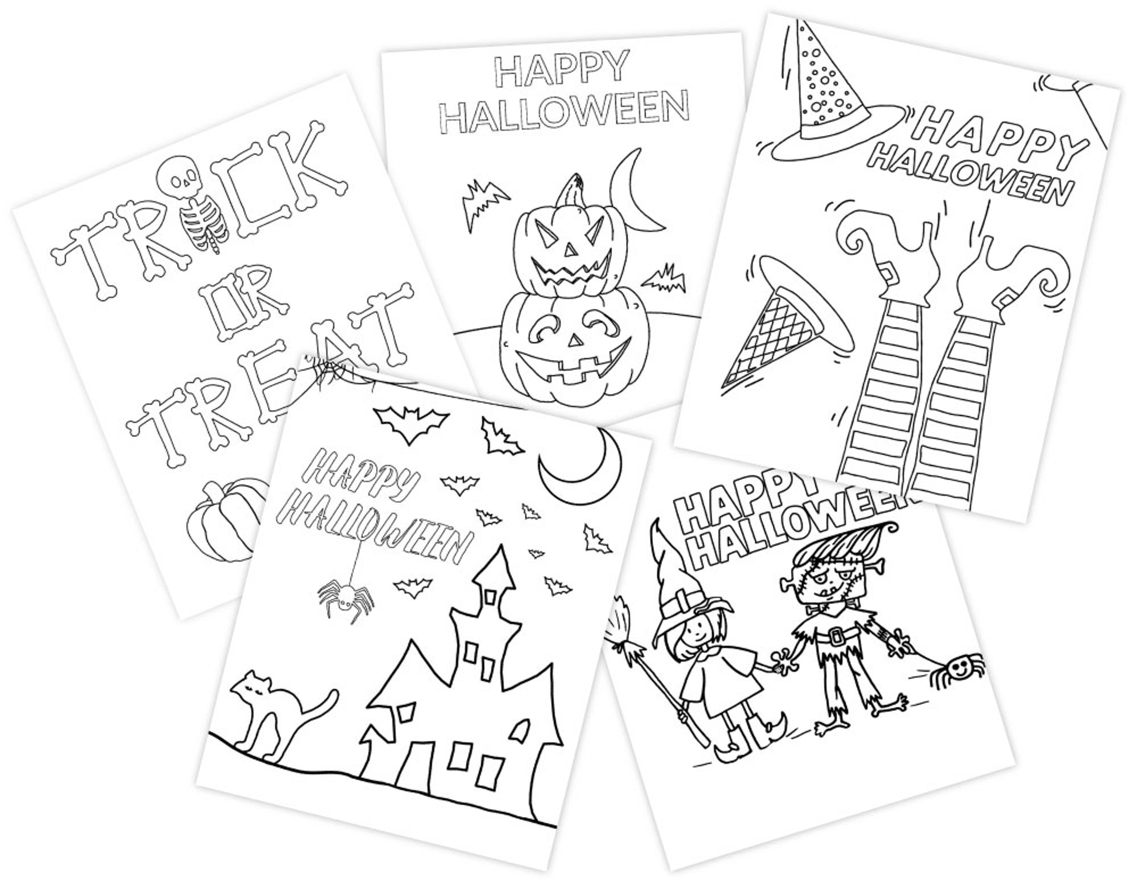 Collage of all Halloween Printable Pages Offered