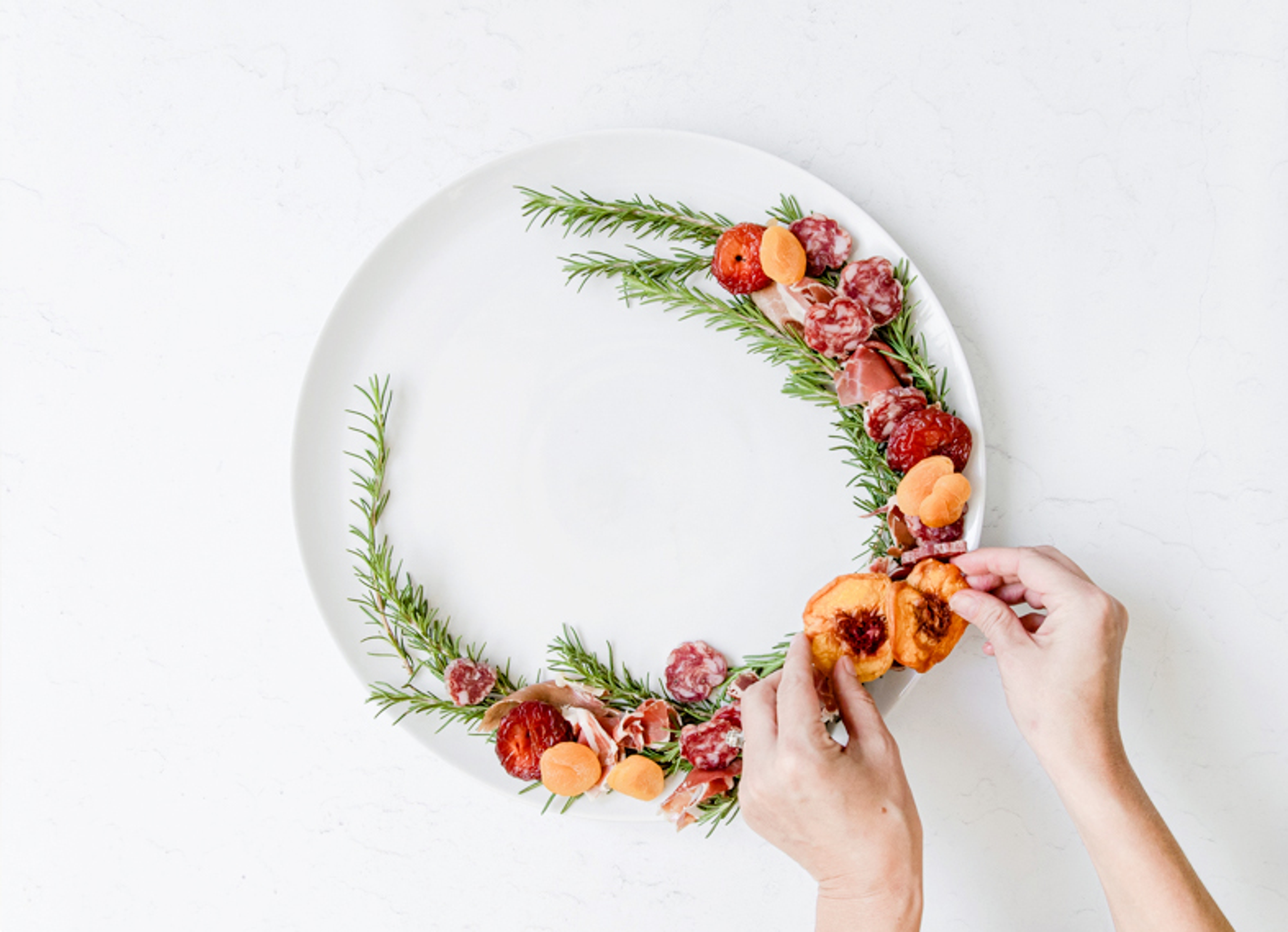 christmas wreath appetizer step  meat fruit