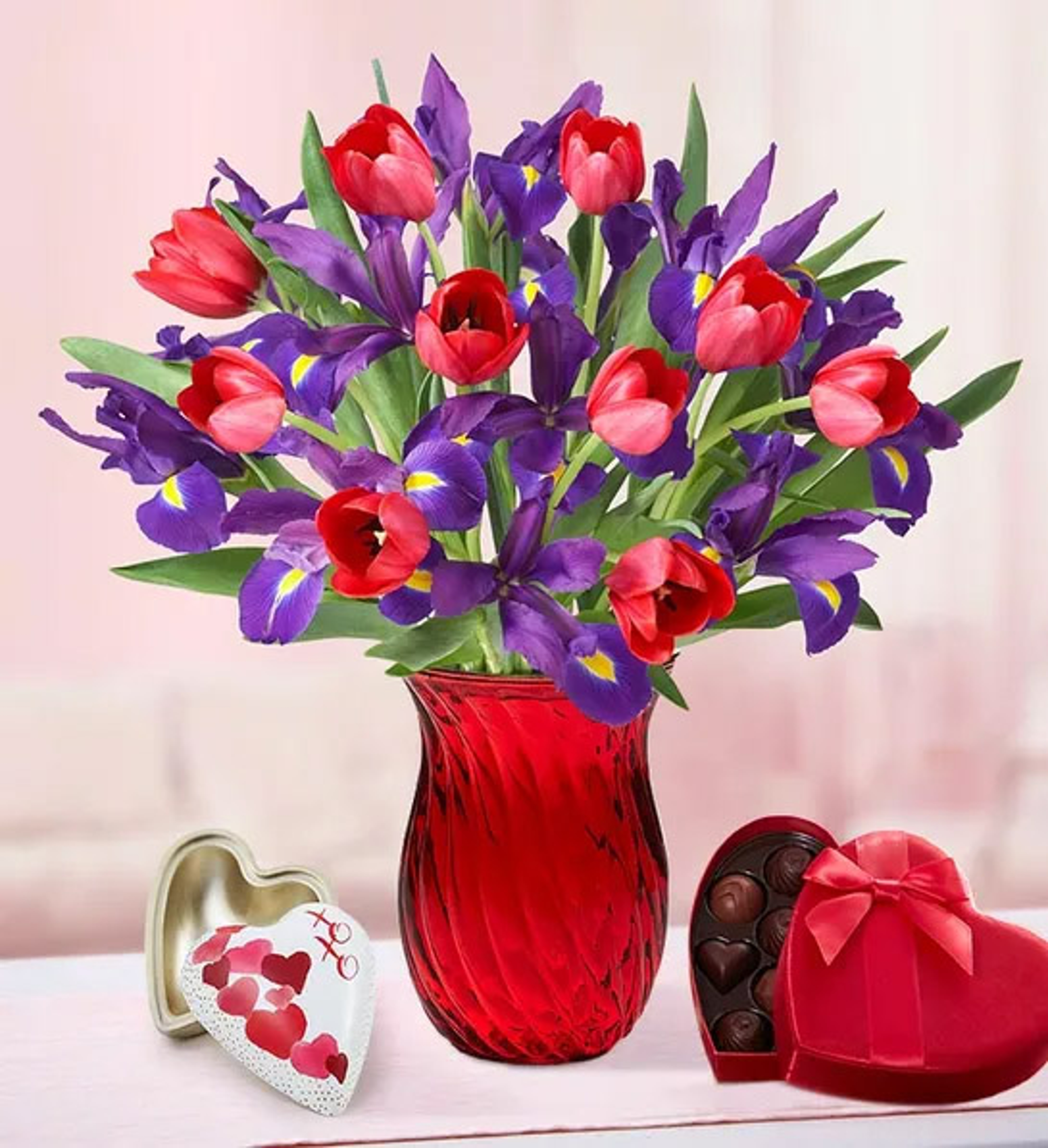 valentines day facts with Tulip Iris Bouquet