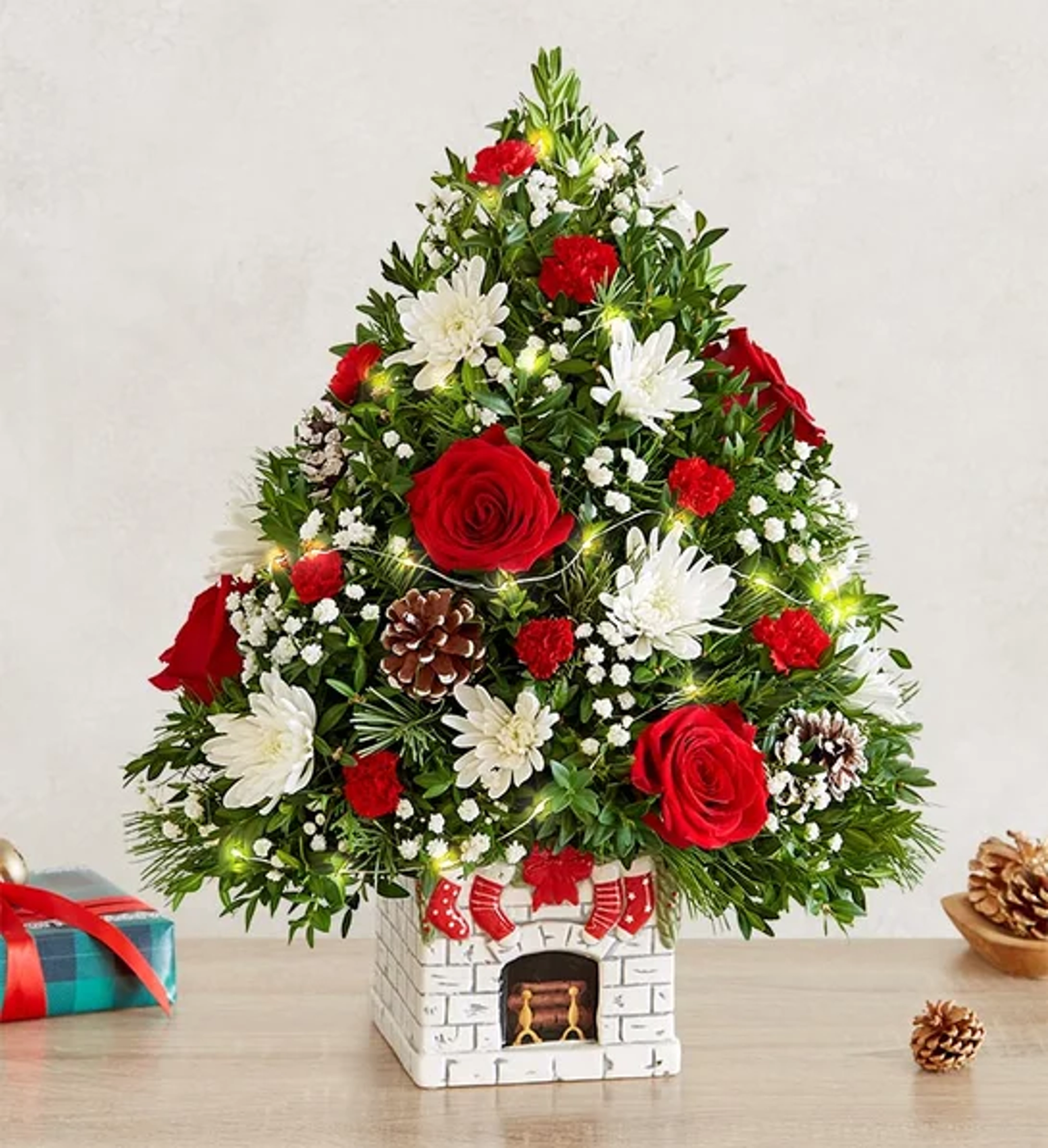 trending christmas flowers and wreaths Holiday Flower Tree Merry Mantel