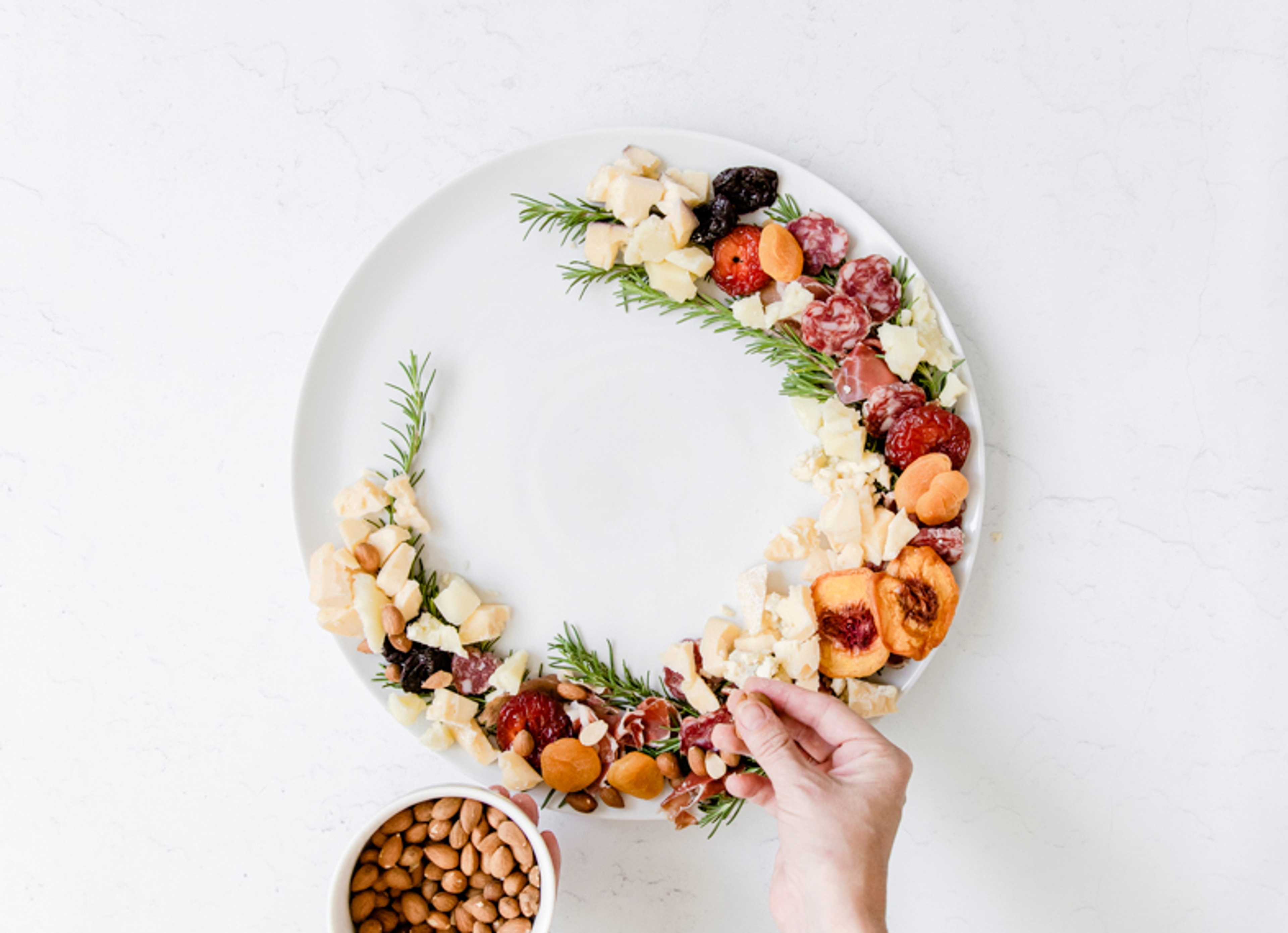 christmas wreath appetizer step  cheese nuts