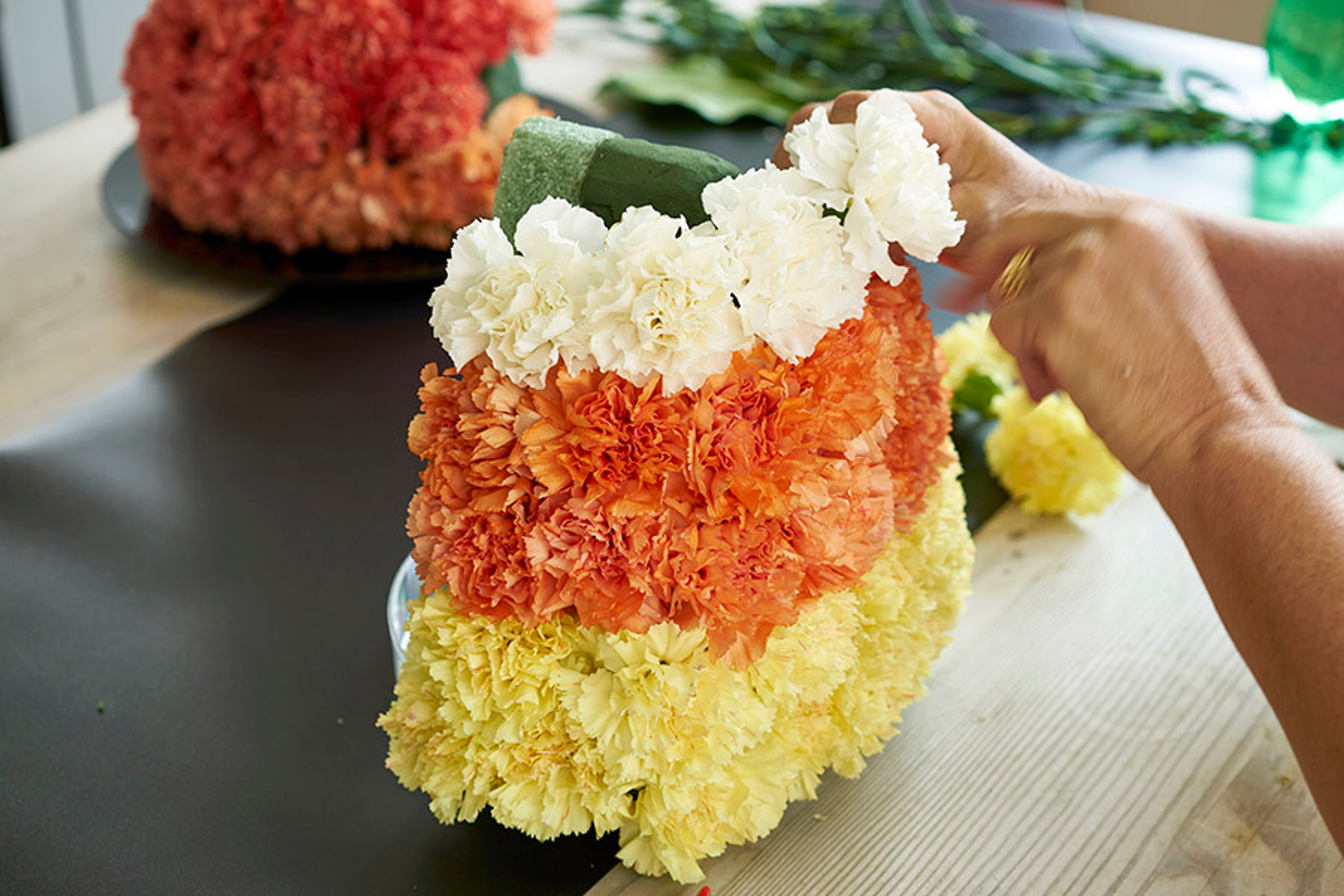 candy corn white flowers