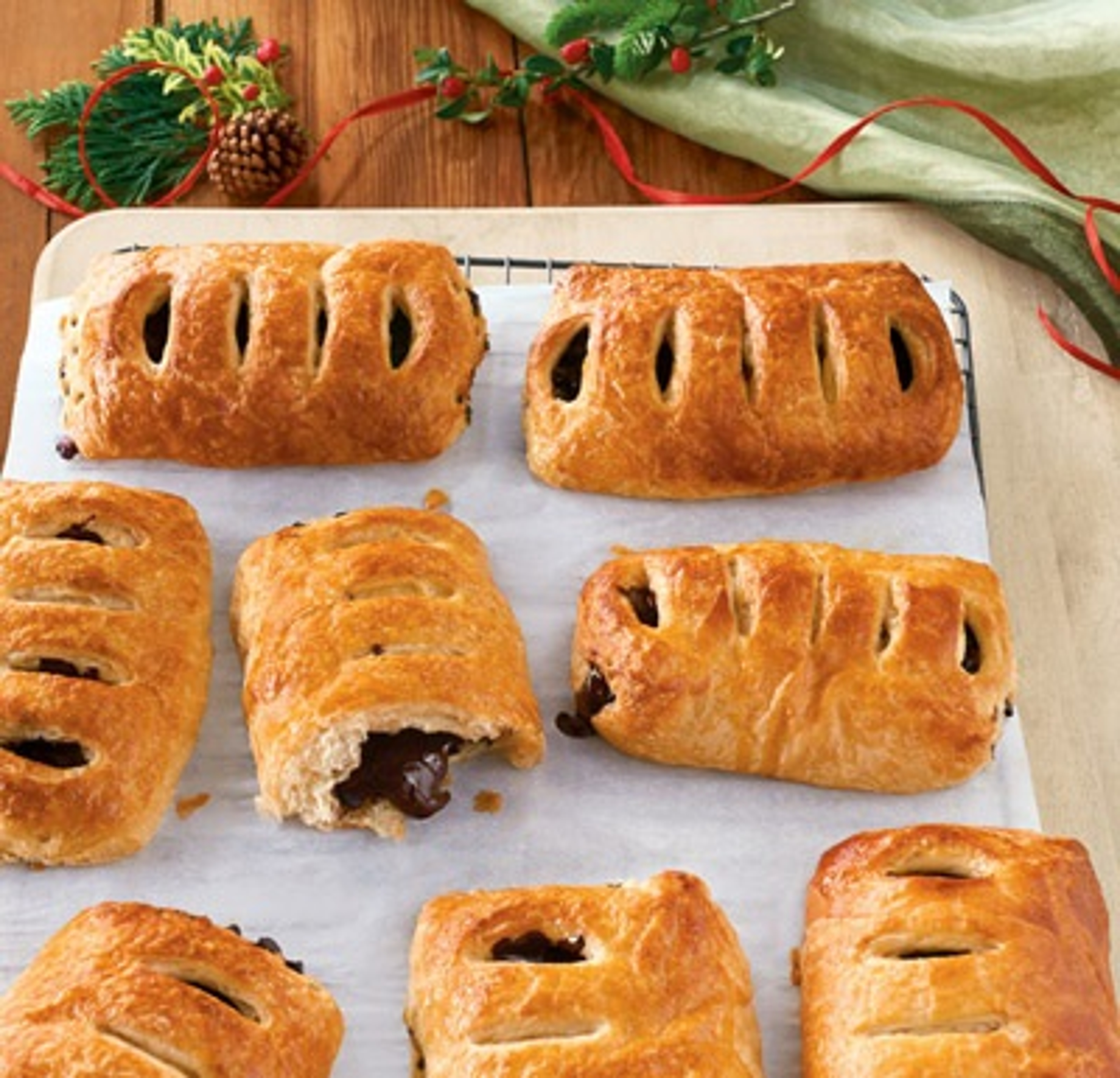 Chocolate Croissants filled with rich, dark chocolate.