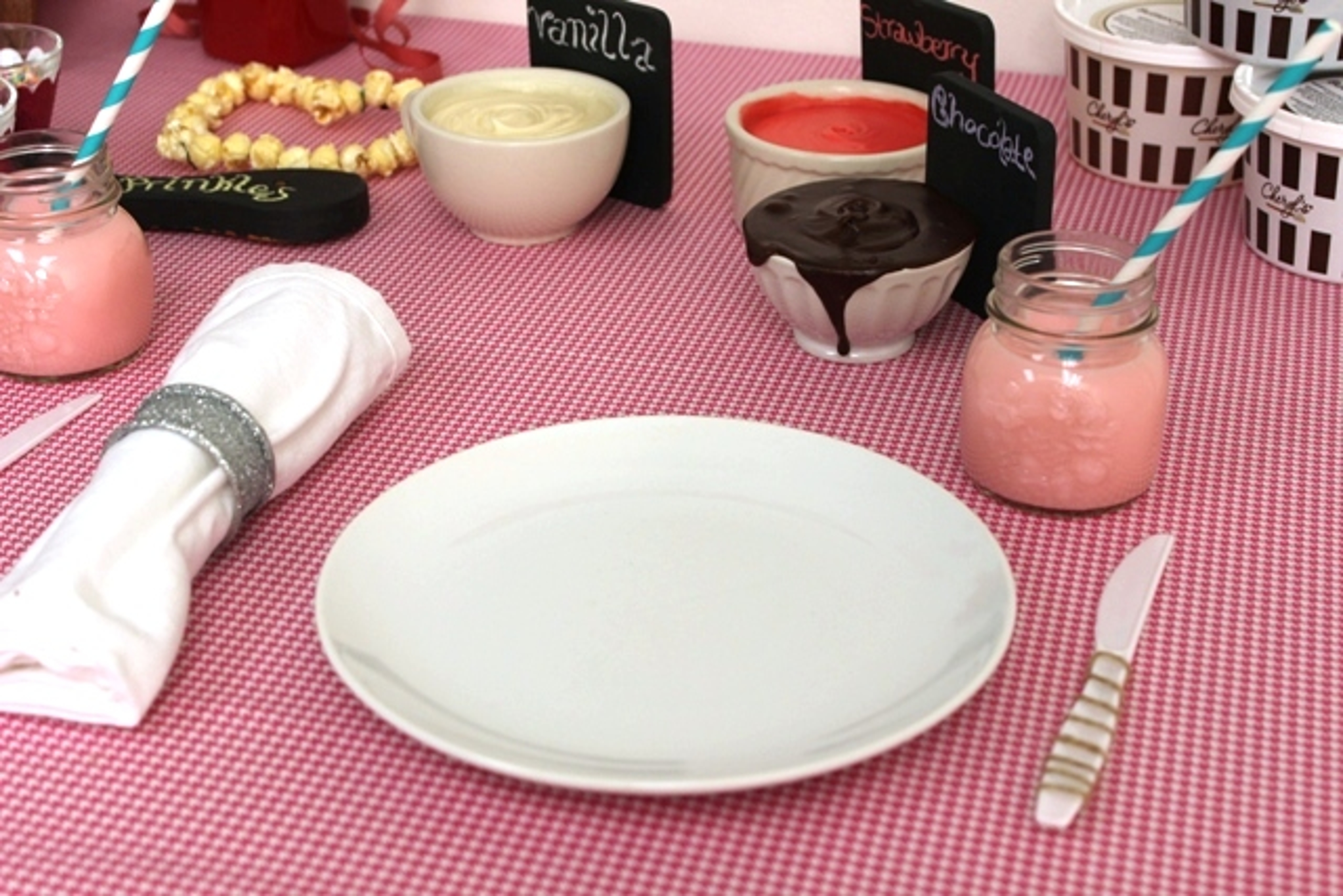 Place Setting for Valentine's Day Cookie Decorating Party