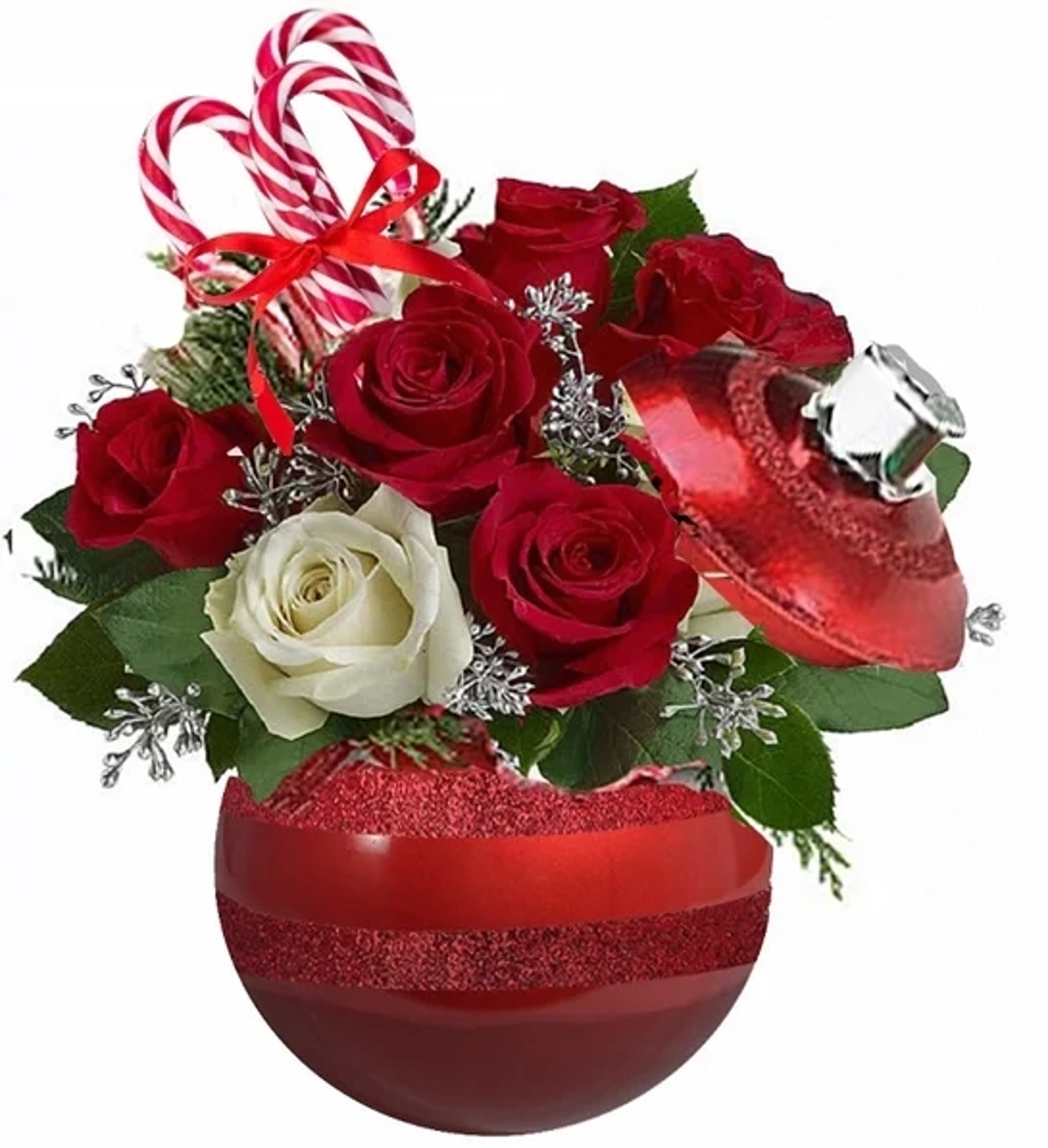 trending christmas flowers and wreaths Christmas Ornament Centerpiece