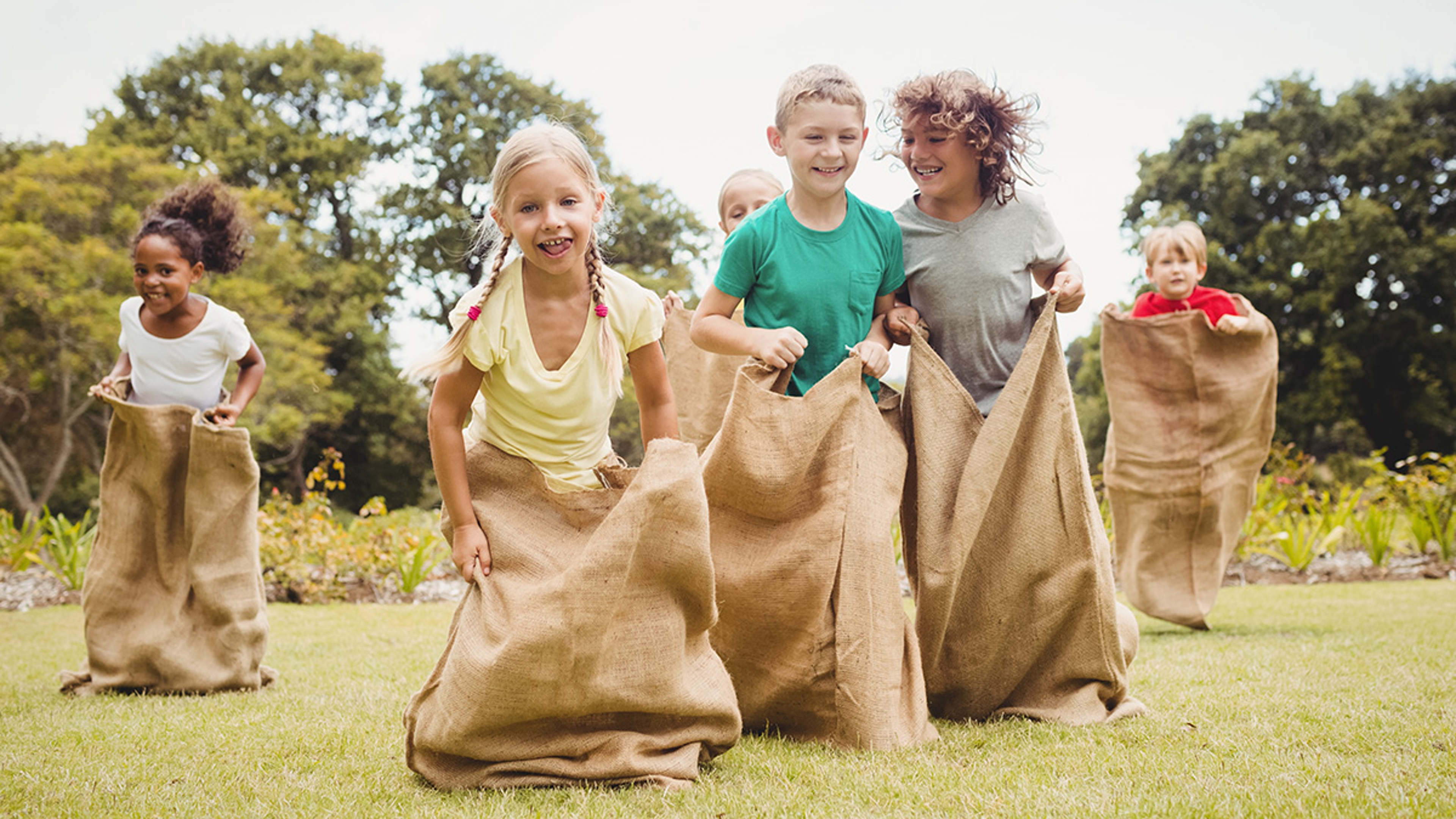 spring birthday party ideas kids potato sack races