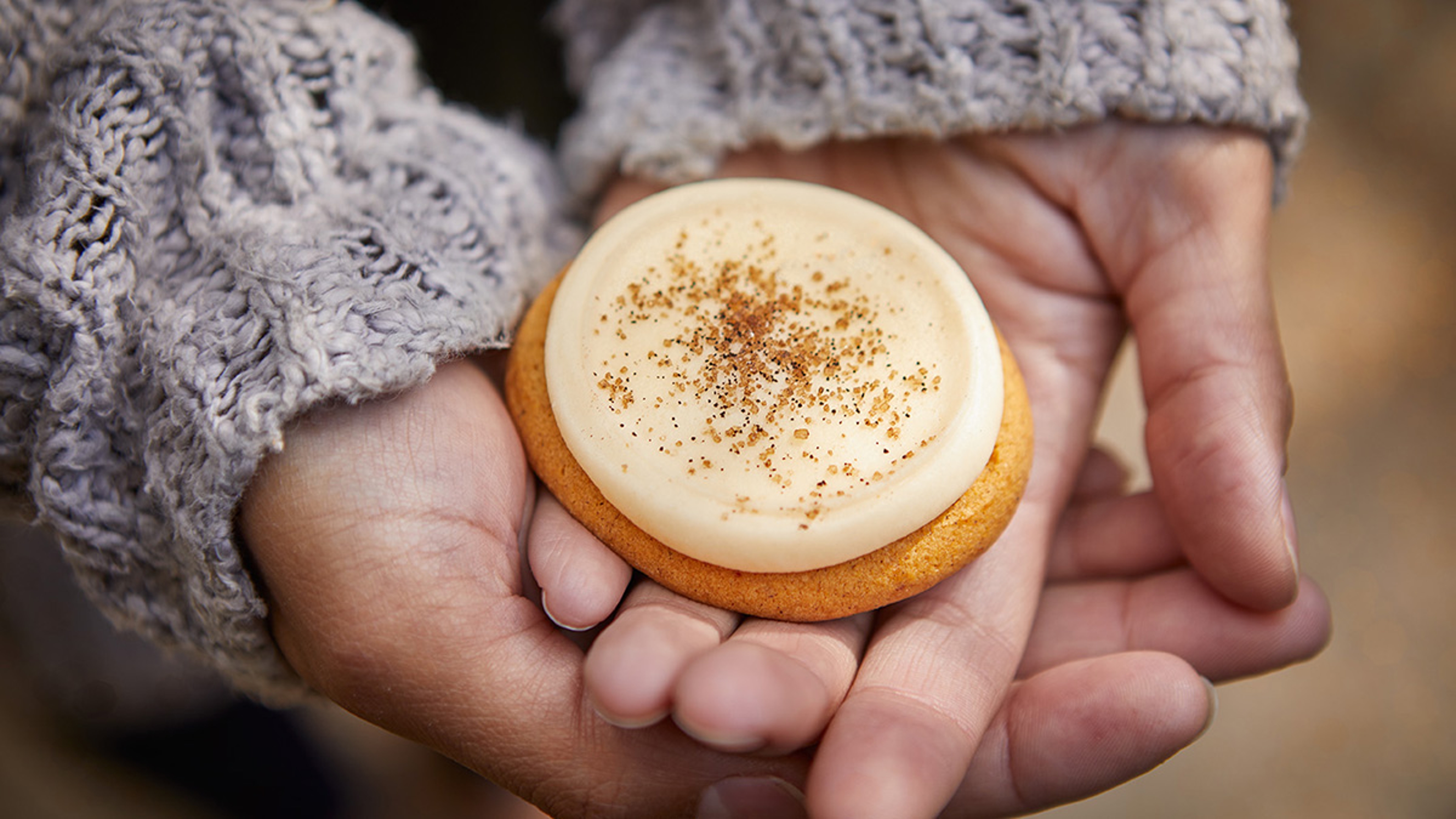 fall pumpkin cookie with buttercream frosting