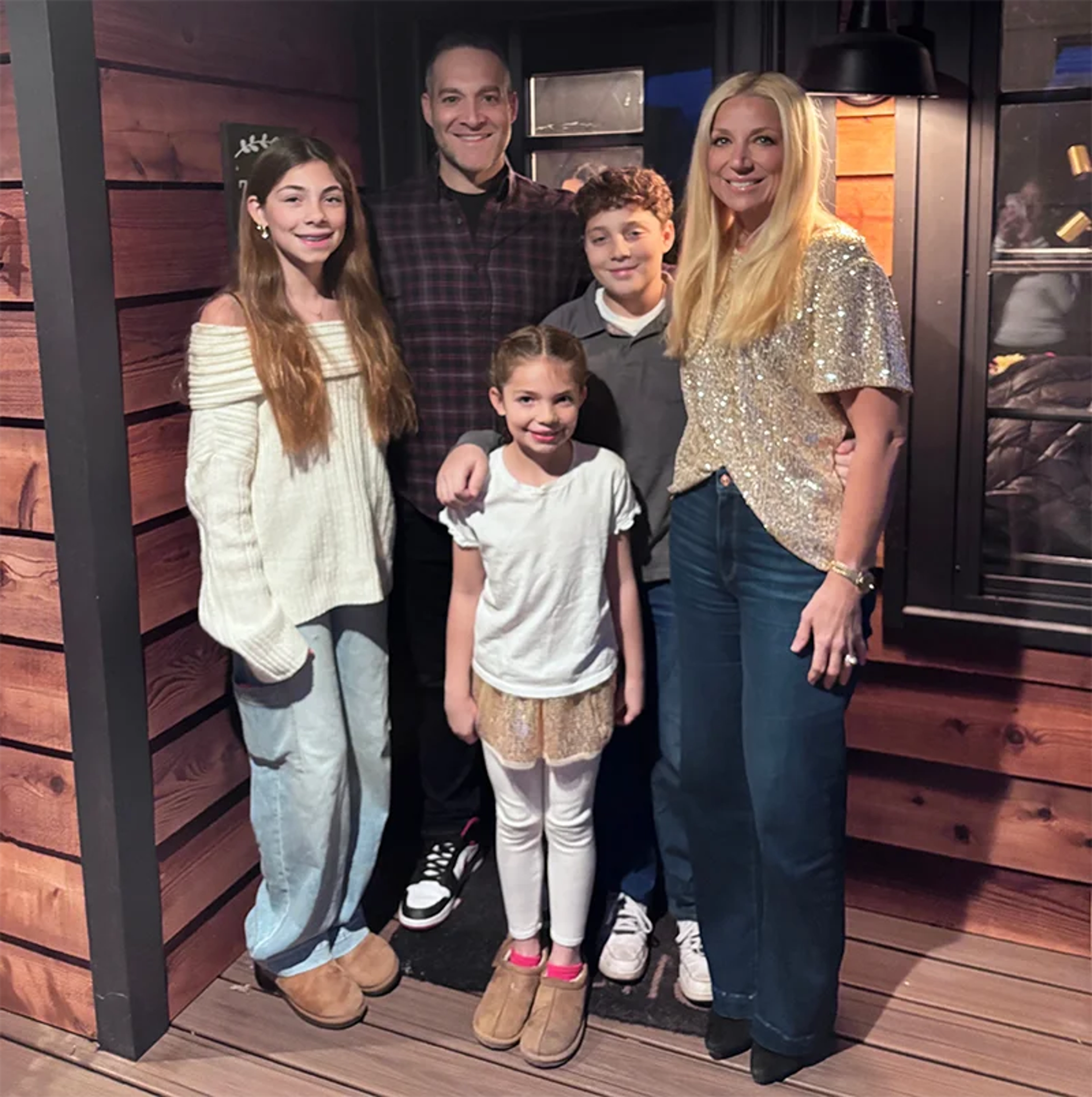 Amazing Mom February Megan Share with family on cabin porch