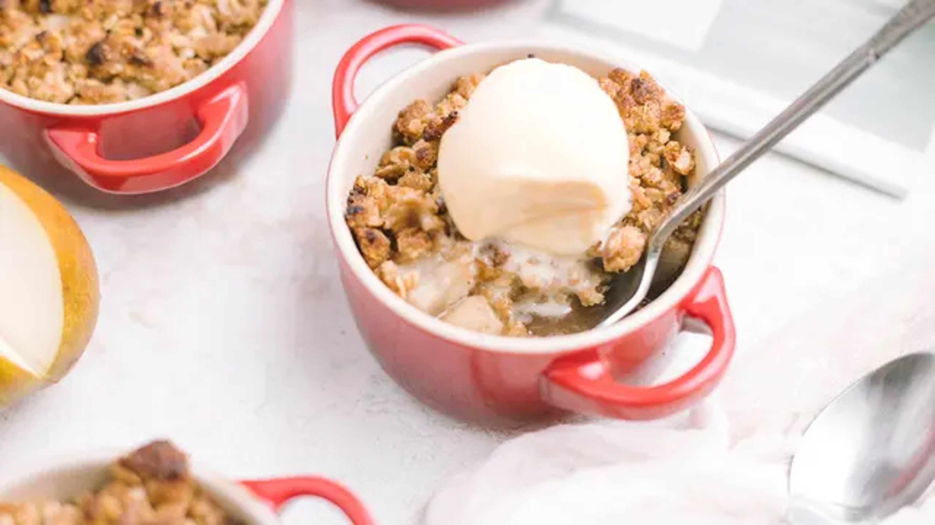 pear crumble recipe card