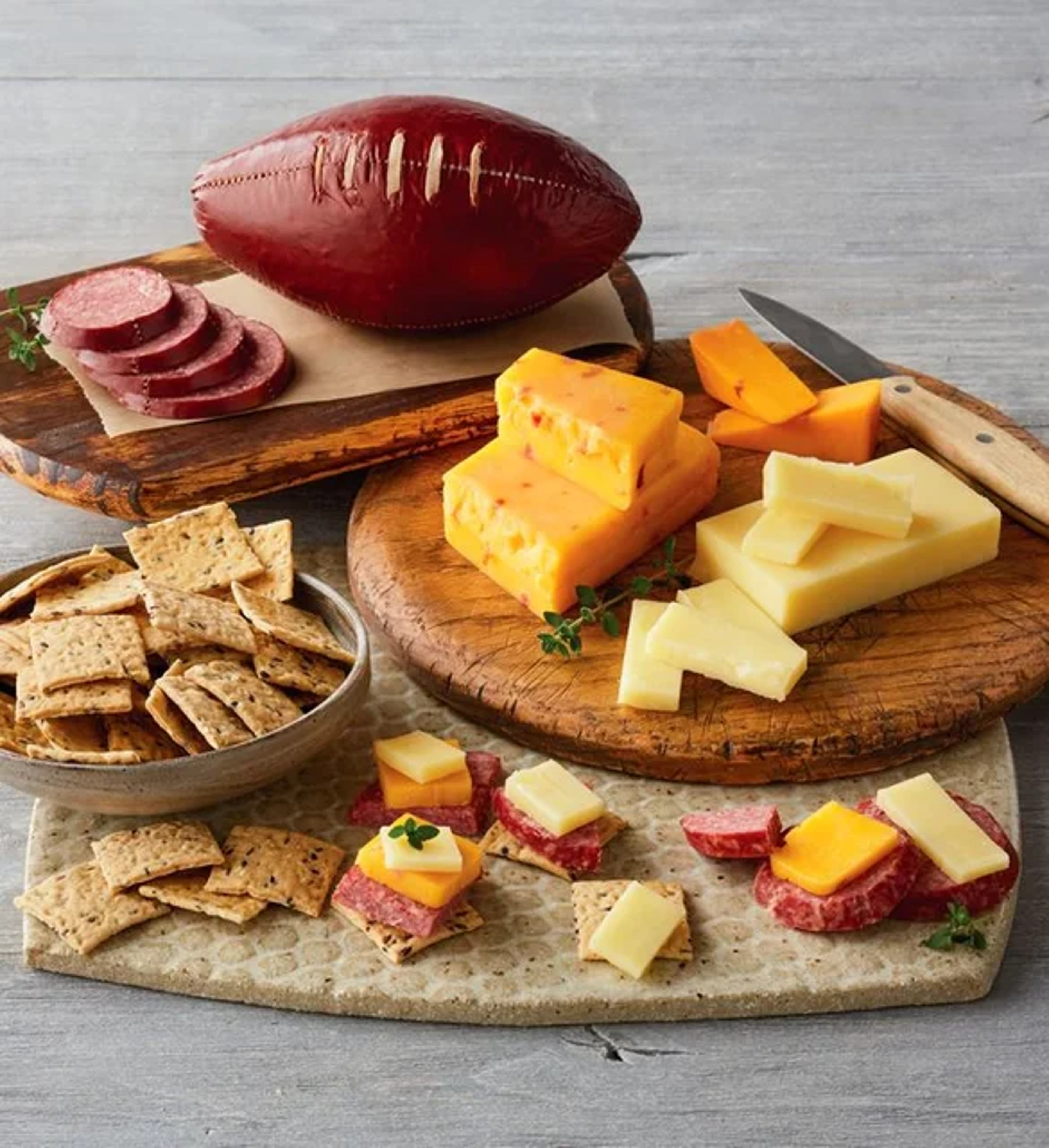 boss day gifts ideas Football Sausage and Cheese Gift