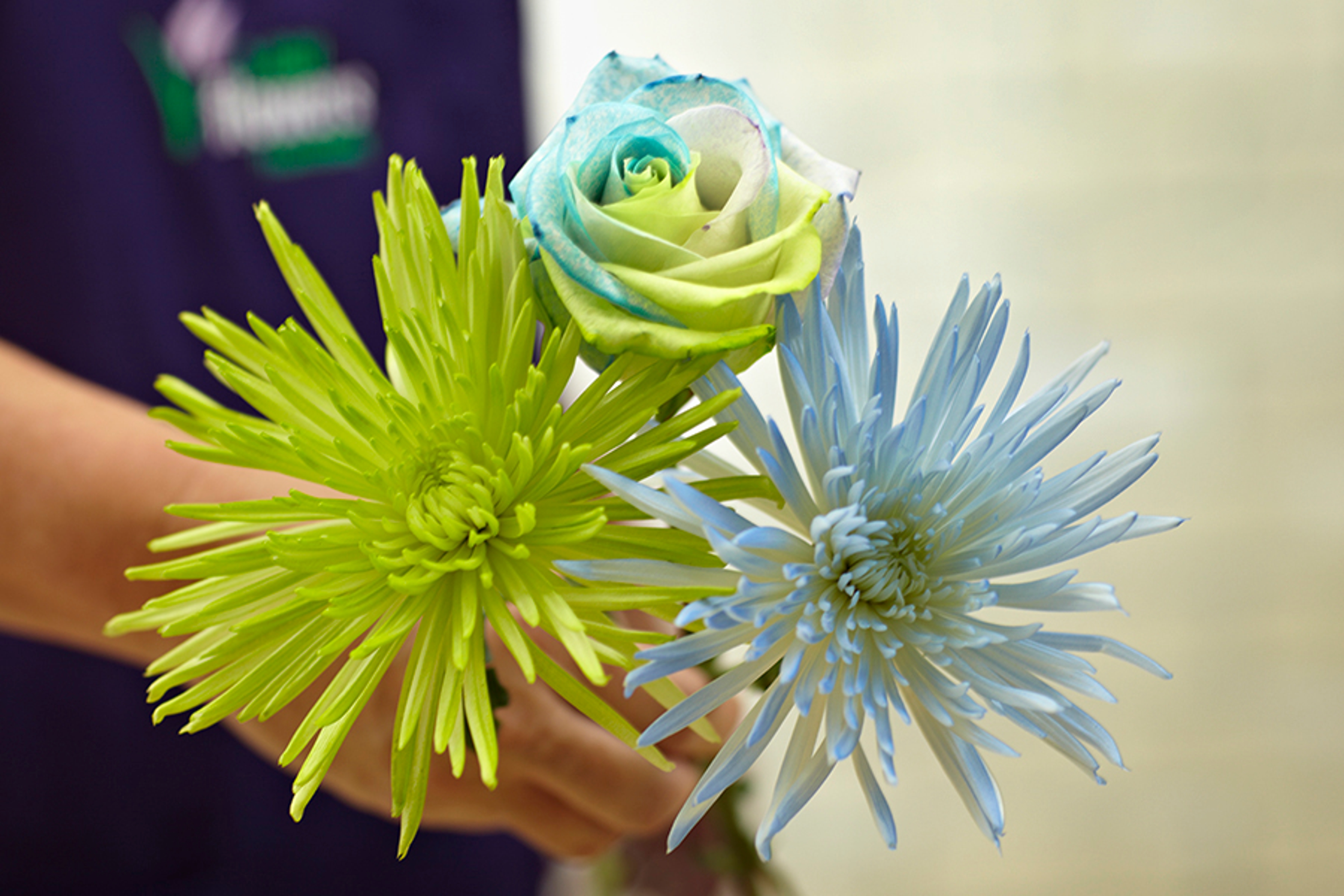 blue and green painted flowers