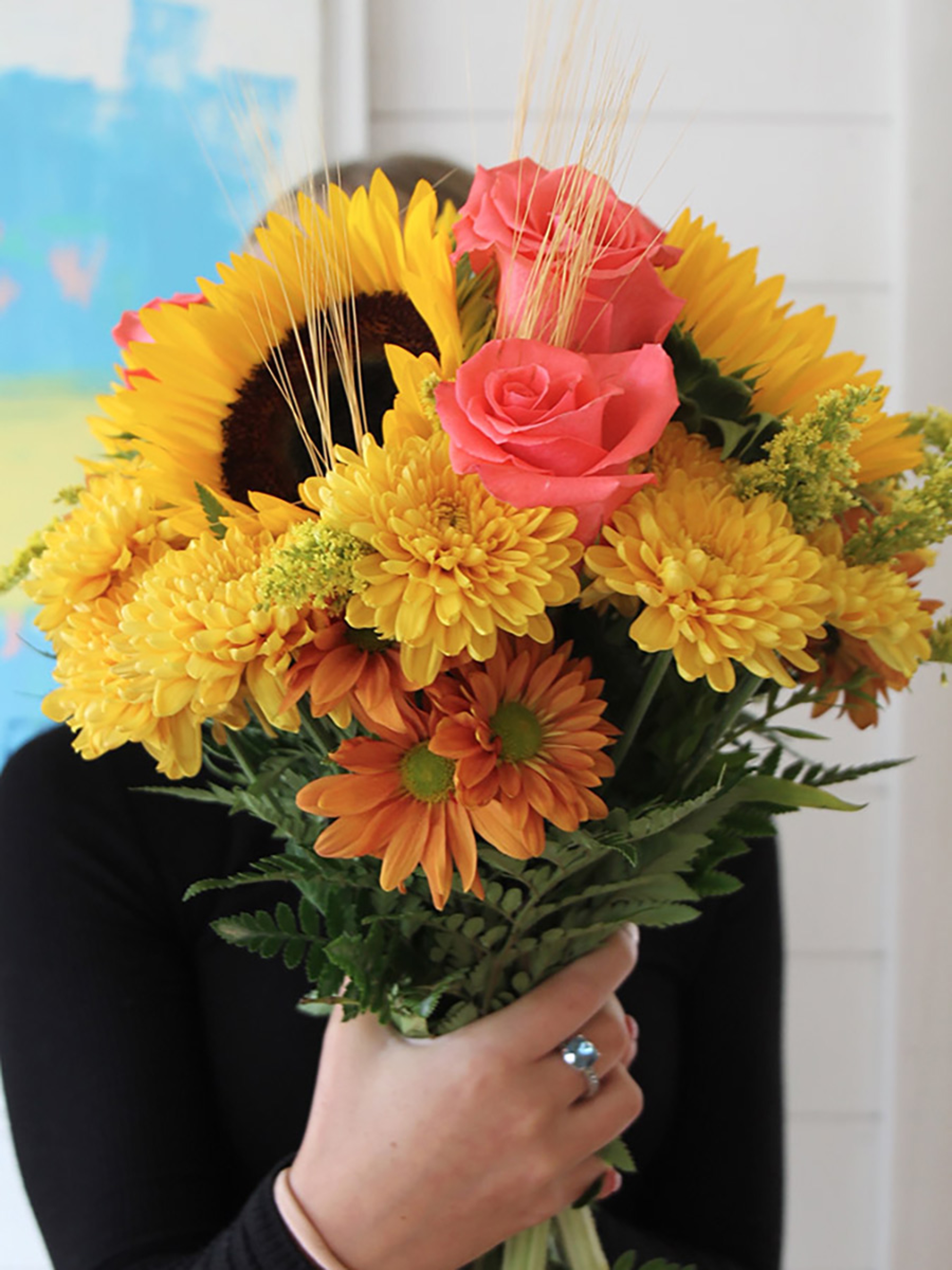 Bouquet of flowers in fall colors.