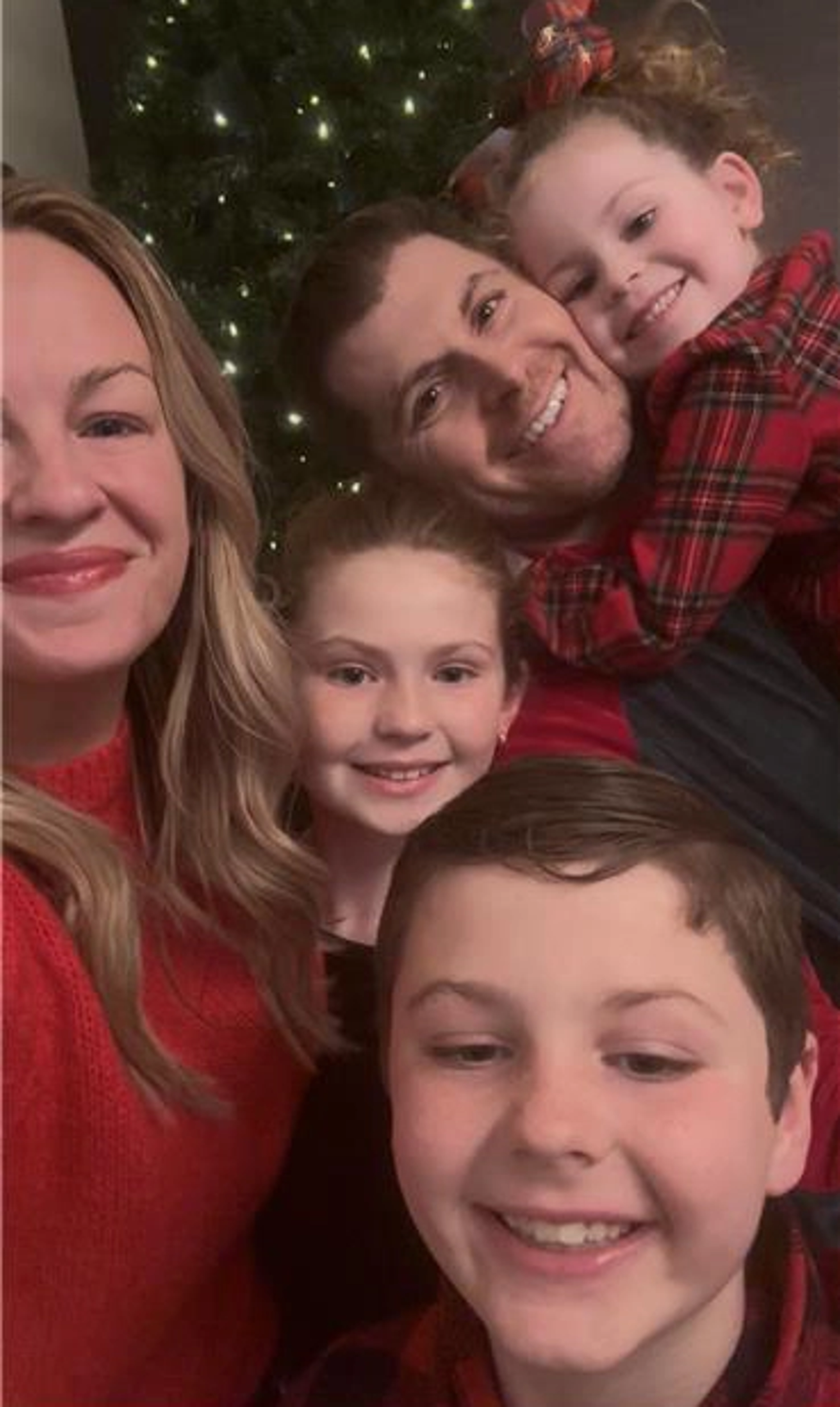 Bridget Costello Amazing Mom New Year's reset family infront of Christmas tree