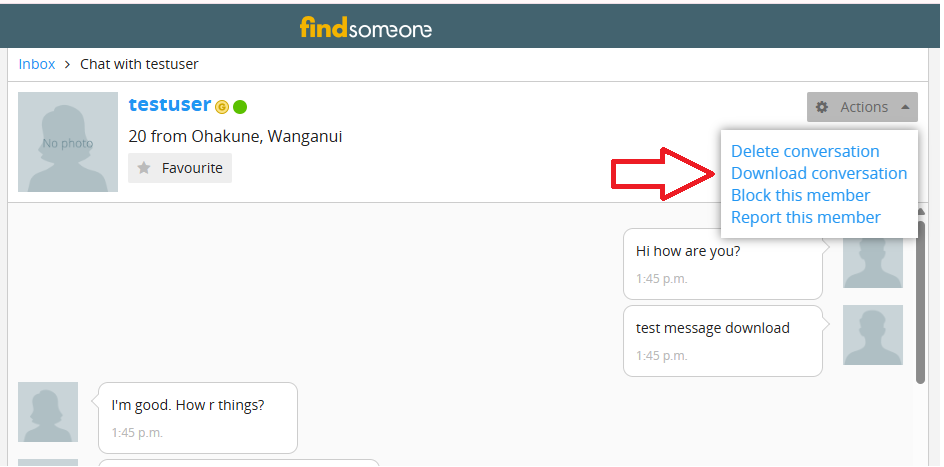Download Conversation menu option