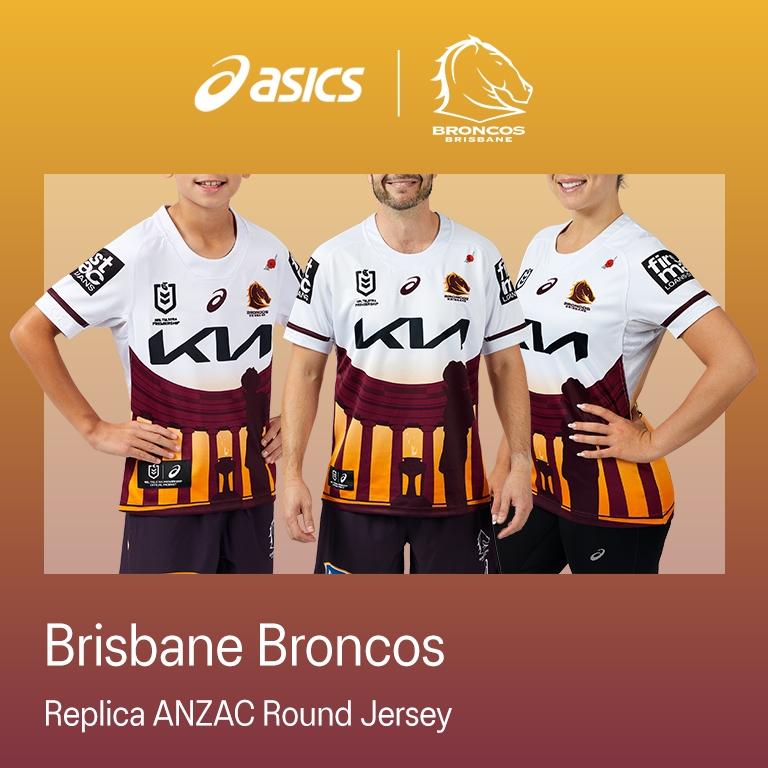 Shop ASICS Brisbane Broncos ANZAC Round Jersey