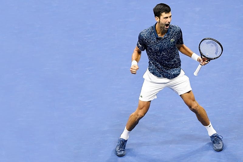 Novak Djokovic celebrating US Open win