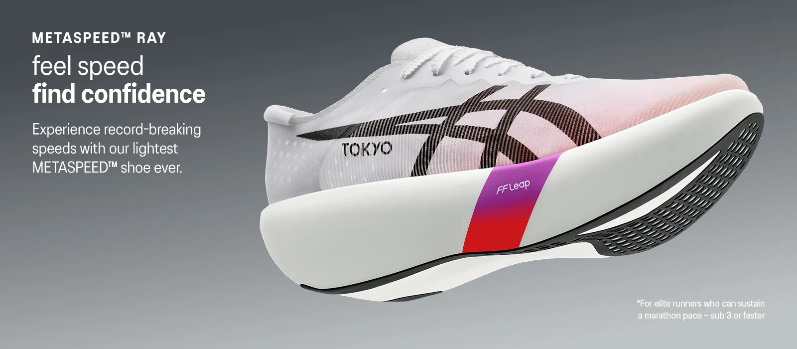METASPEED™ RAY. Experience record-breaking speeds with our lightest METASPEED™ shoe ever.​