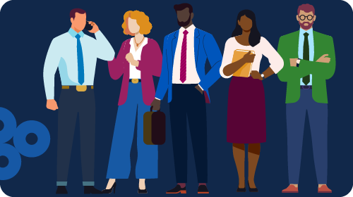 Artistic drawing of people talking and discussing ideas.