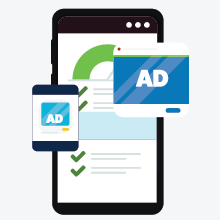illustrated graphic of digital advertising on a smart phone